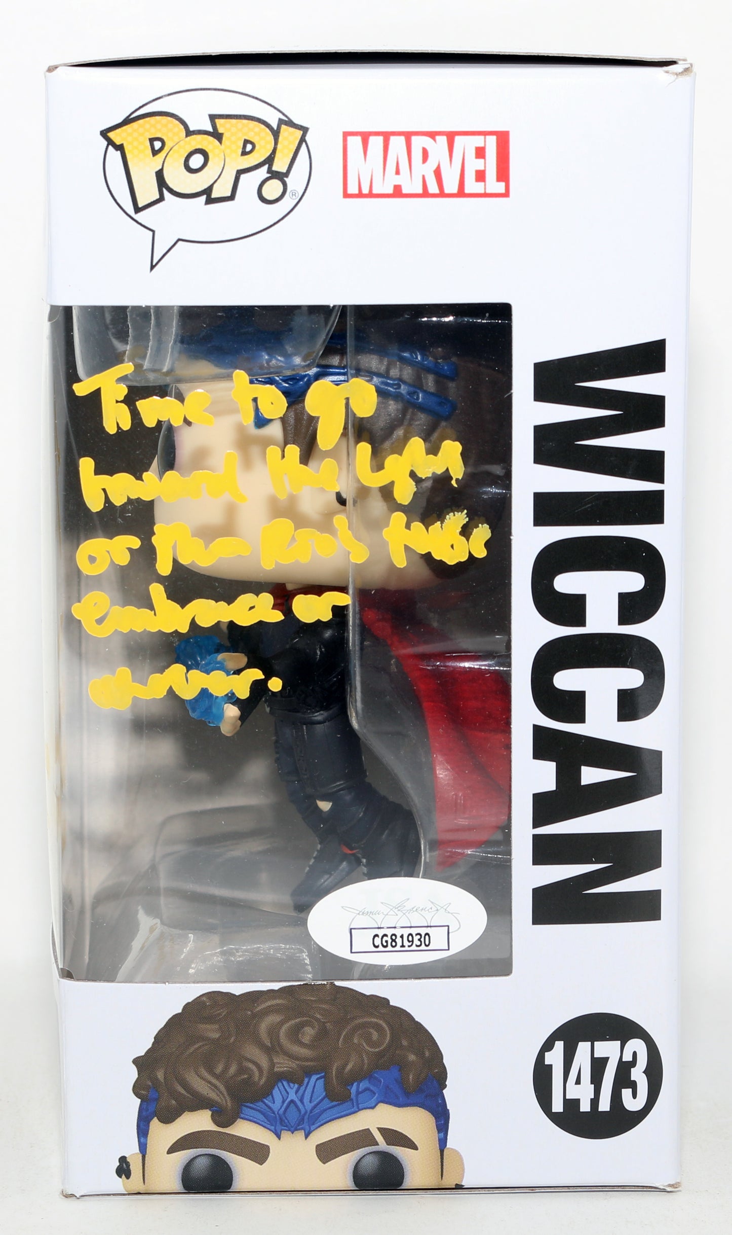 
                  
                    Joe Locke as Wiccan in Agatha All Along (JSA) Signed Funko POP! #1473 with Character Names & Quote
                  
                