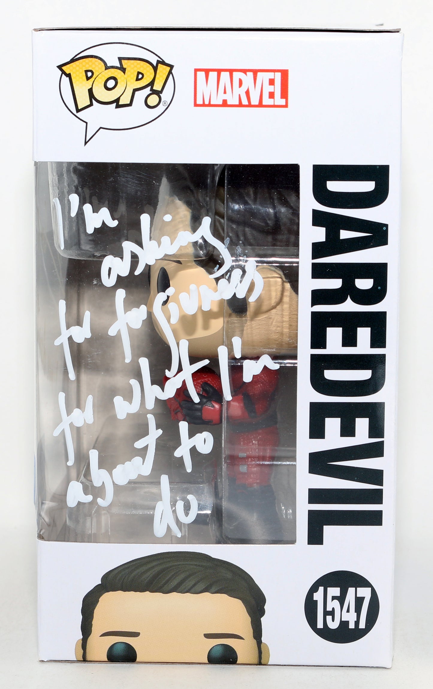 
                  
                    Charlie Cox as Daredevil in Daredevil: Born Again Funko Special Edition Signed Funko POP! #1547 with Character Name & Quote
                  
                