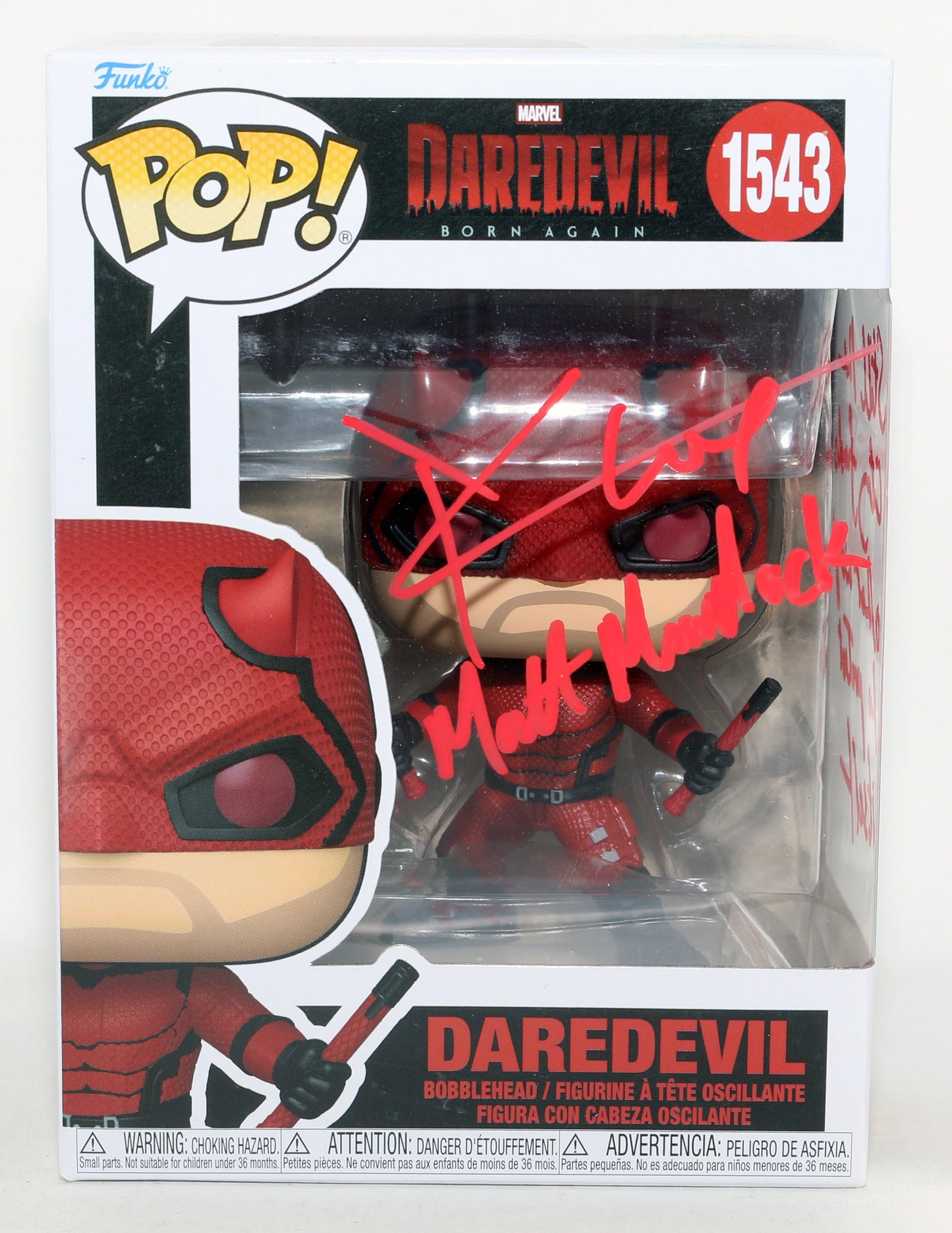 
                  
                    Charlie Cox as Daredevil in Daredevil: Born Again Signed Funko POP! #1543 with Character Name & Quote
                  
                