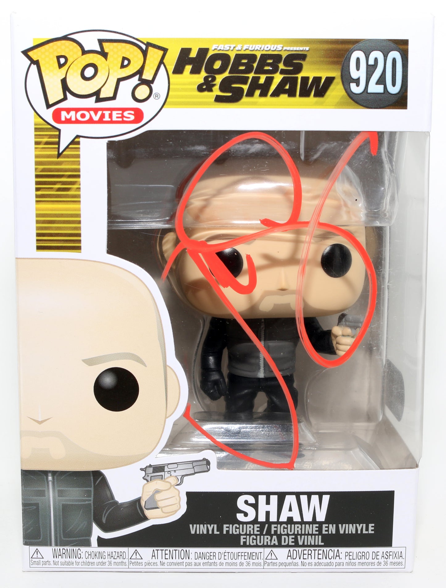 
                  
                    Jason Statham as Deckard Shaw in Fast & Furious Presents: Hobbs & Shaw (SWAU) Signed Funko POP! #920
                  
                