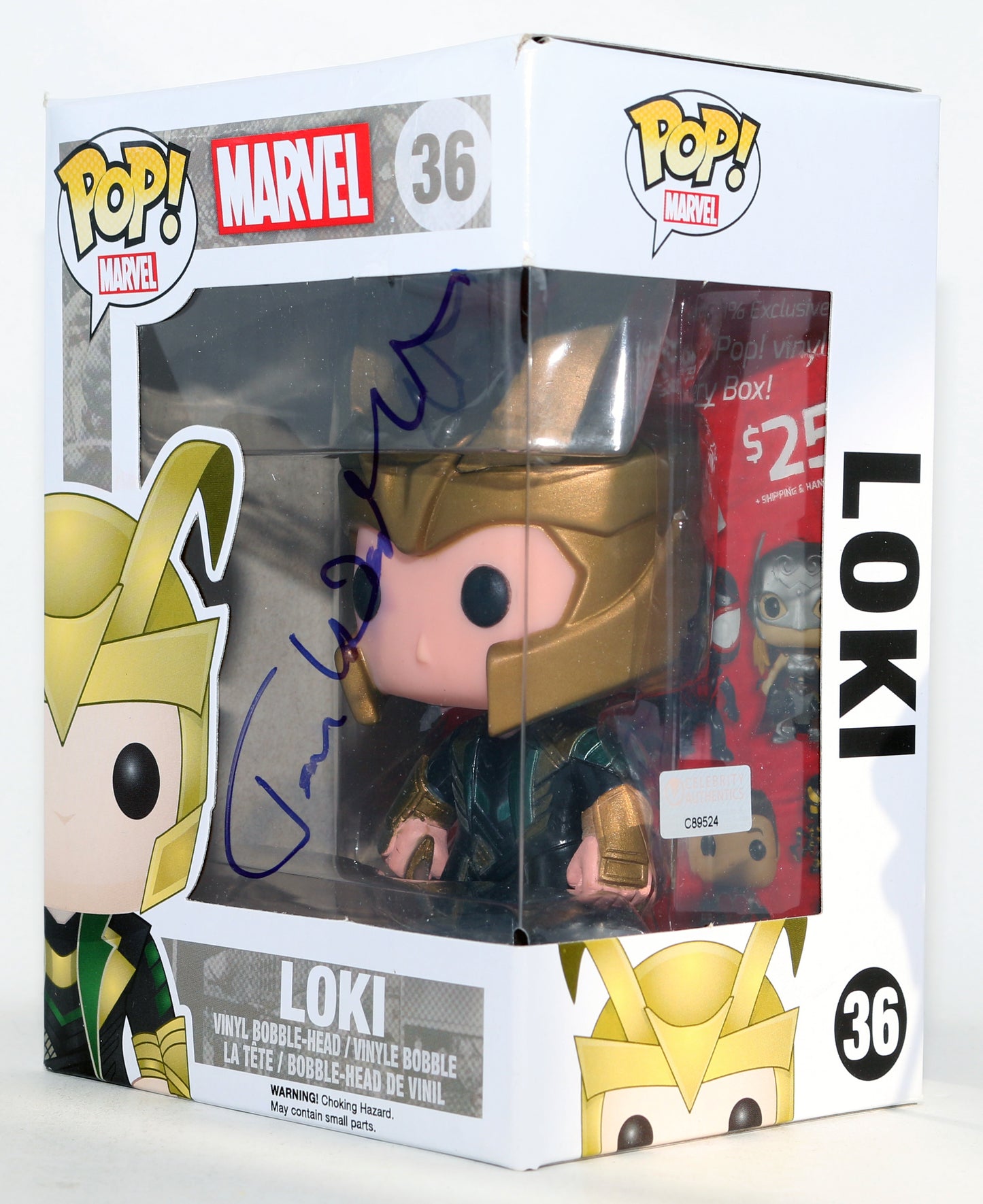 
                  
                    Tom Hiddleston as Loki in Avengers (Celebrity Authentics) Signed Funko POP! #36
                  
                