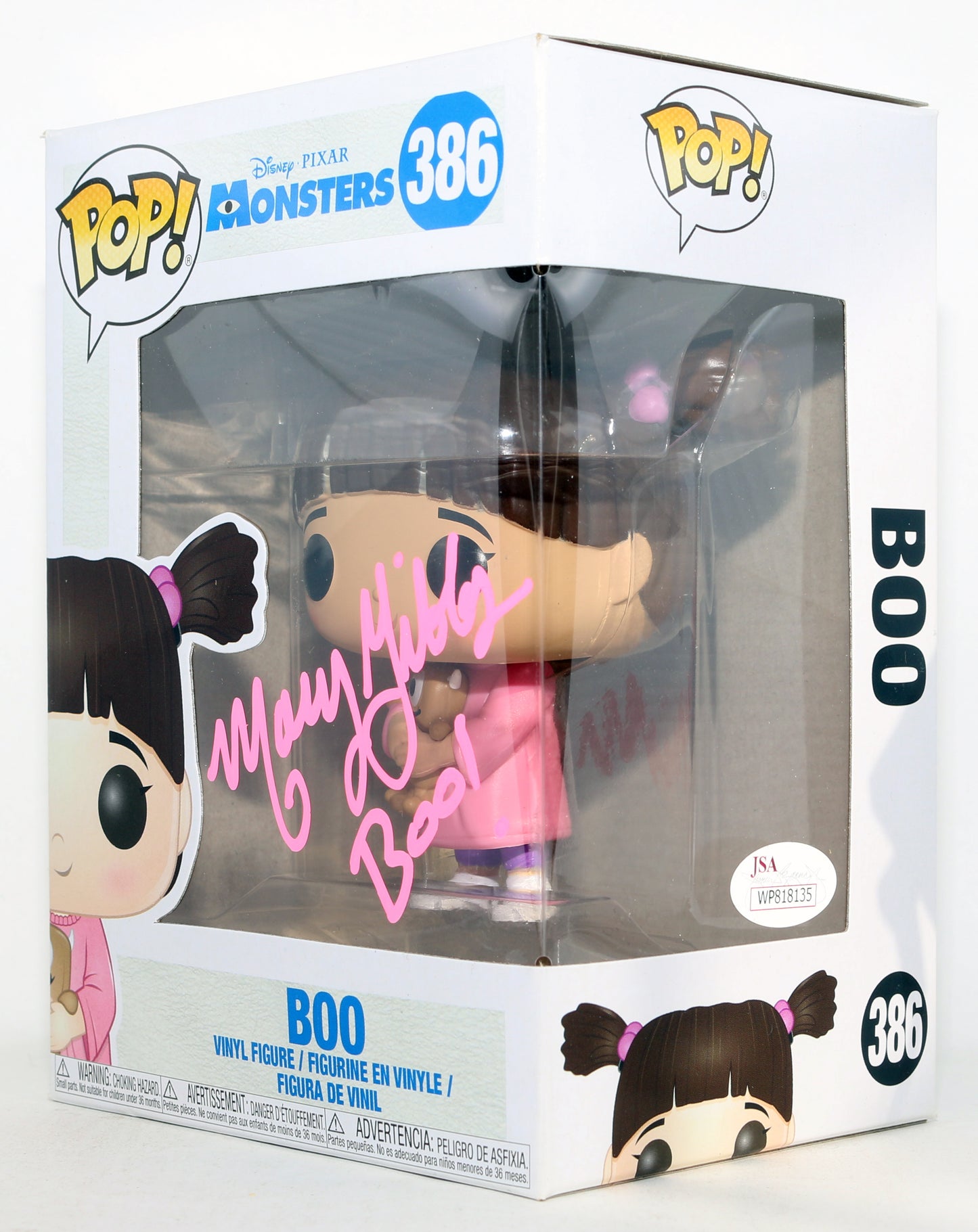 
                  
                    Mary Gibbs as Boo in Monsters, Inc. (JSA) Signed Funko POP! #386 with Character Name
                  
                