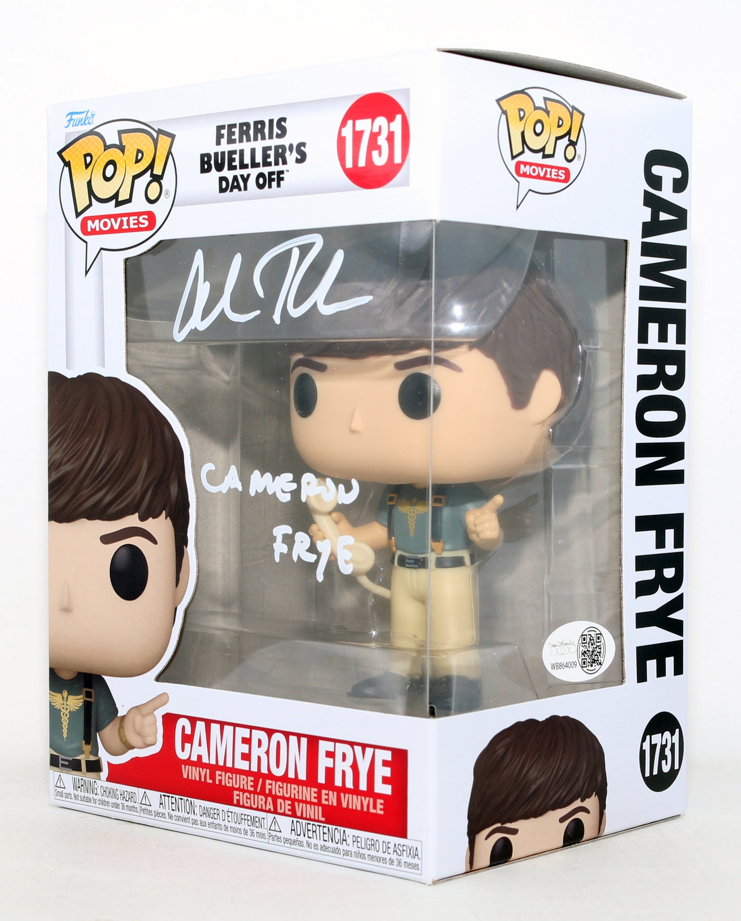 
                  
                    Alan Ruck as Cameron Frye in Ferris Bueller's Day Off (JSA) Signed Funko POP! #1731 with Character Name
                  
                