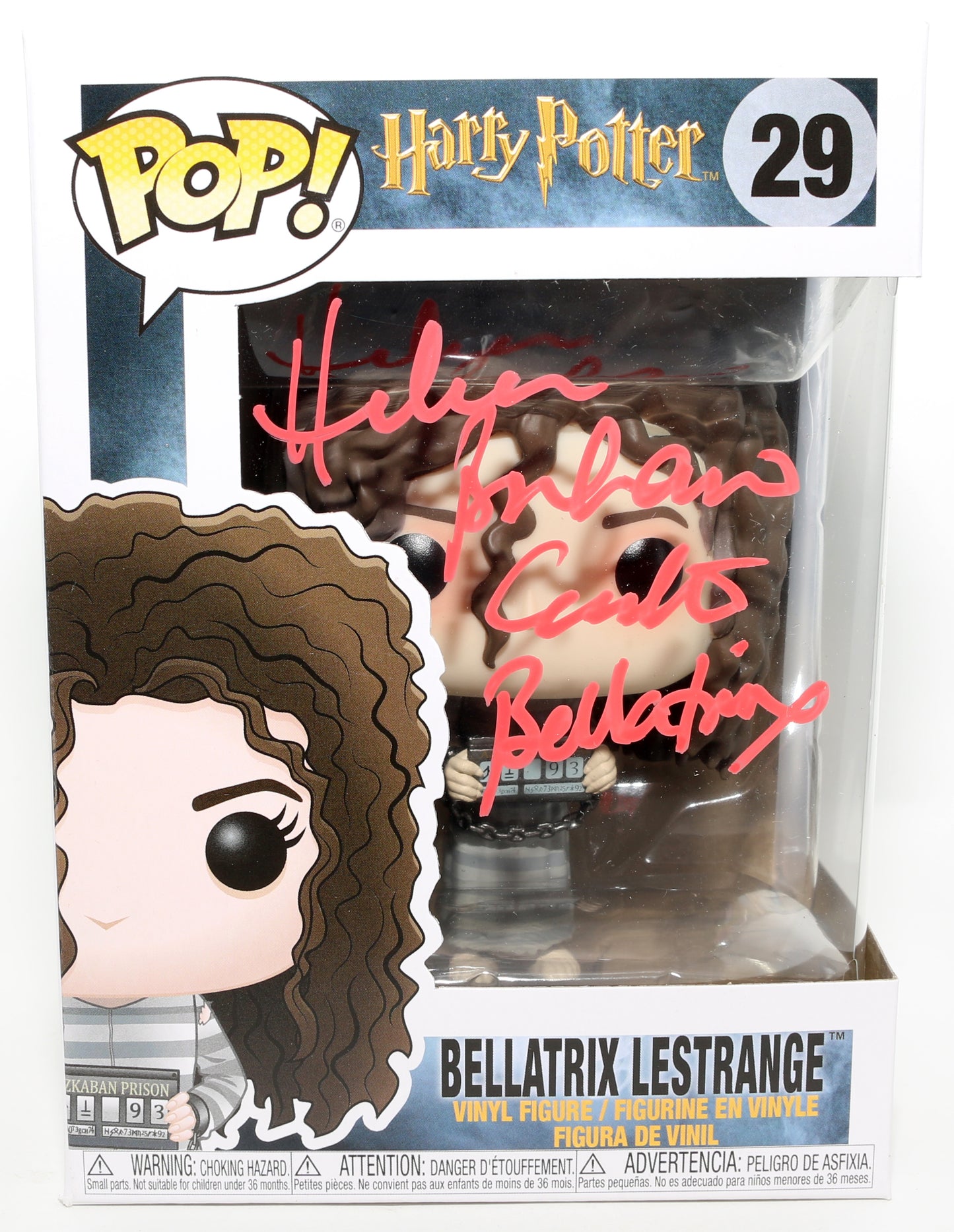 
                  
                    Helena Bonham Carter as Belatrix LeStrange [Prison Outfit] in Harry Potter & The Prisoner of Azkaban Signed Funko POP! #29 with Character Name
                  
                