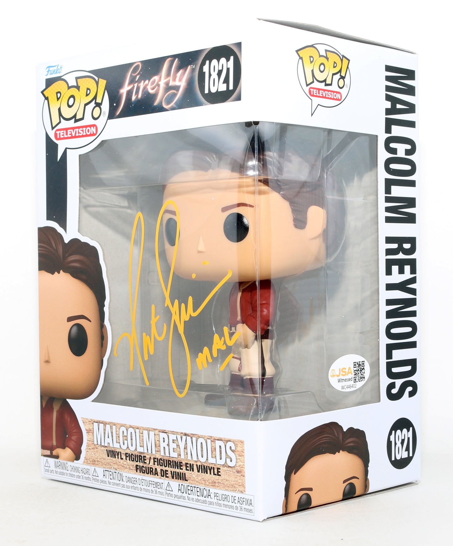 
                  
                    Nathan Fillion as Malcolm Reynolds in Firefly (JSA) Signed Funko POP! #1821 with Character Name
                  
                