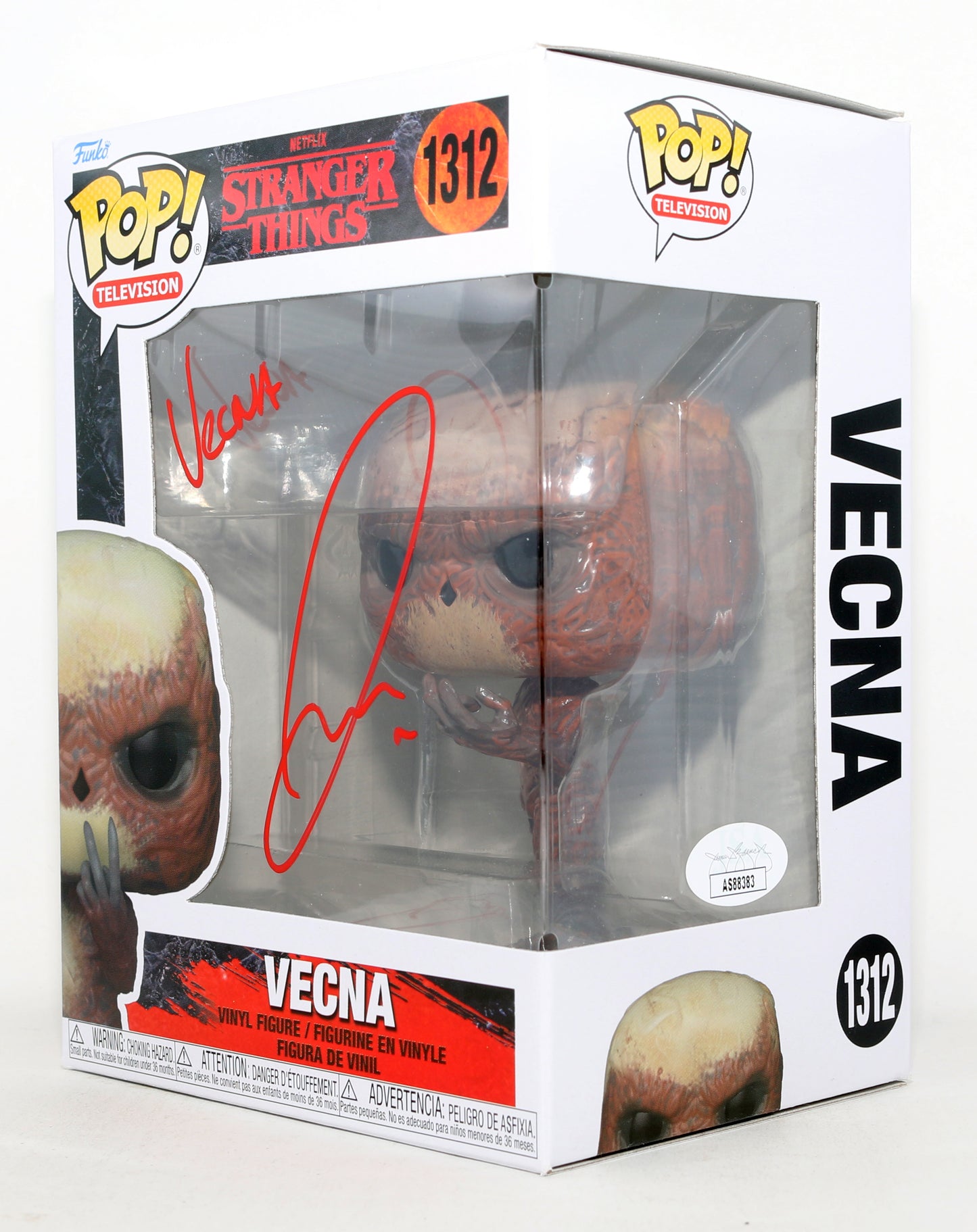 
                  
                    Jamie Campbell Bower as Vecna in Stranger Things (JSA) Signed Funko POP! #1312 with Character Name
                  
                