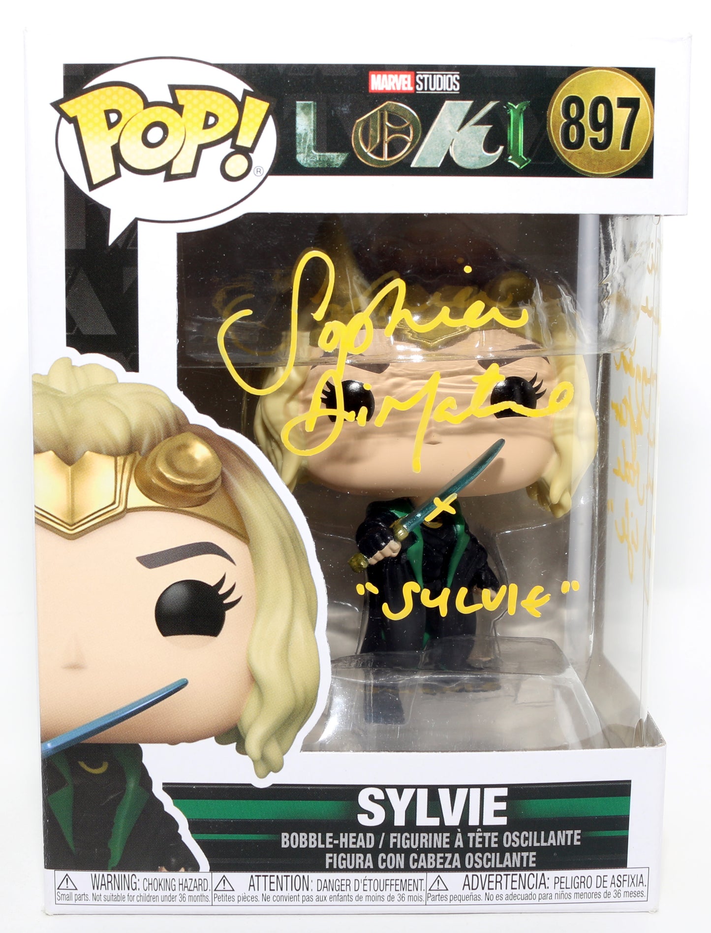 
                  
                    Sophia Di Martino as Sylvie in Loki Signed Funko POP! #897 with Character Name & Quote
                  
                