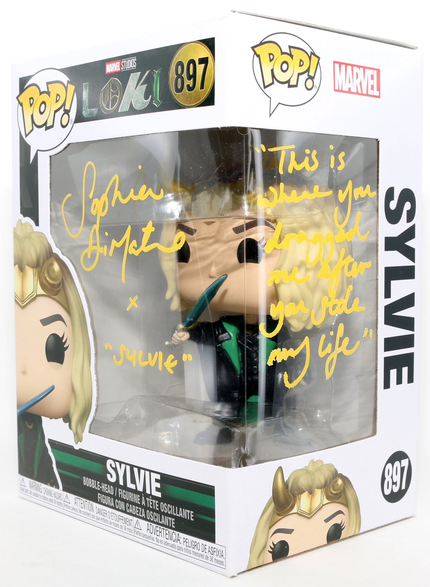 
                  
                    Sophia Di Martino as Sylvie in Loki Signed Funko POP! #897 with Character Name & Quote
                  
                