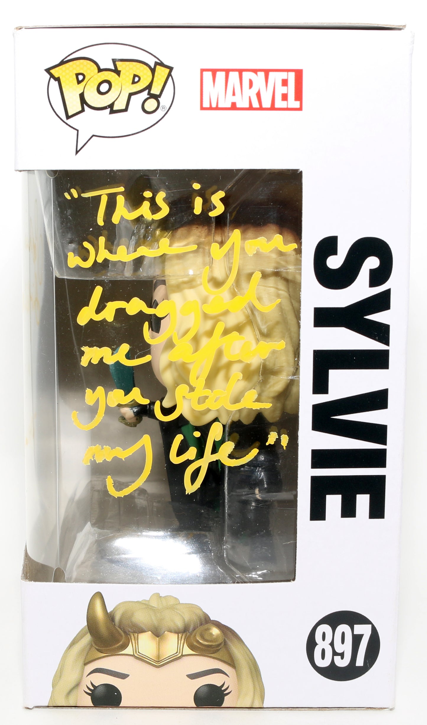 
                  
                    Sophia Di Martino as Sylvie in Loki Signed Funko POP! #897 with Character Name & Quote
                  
                
