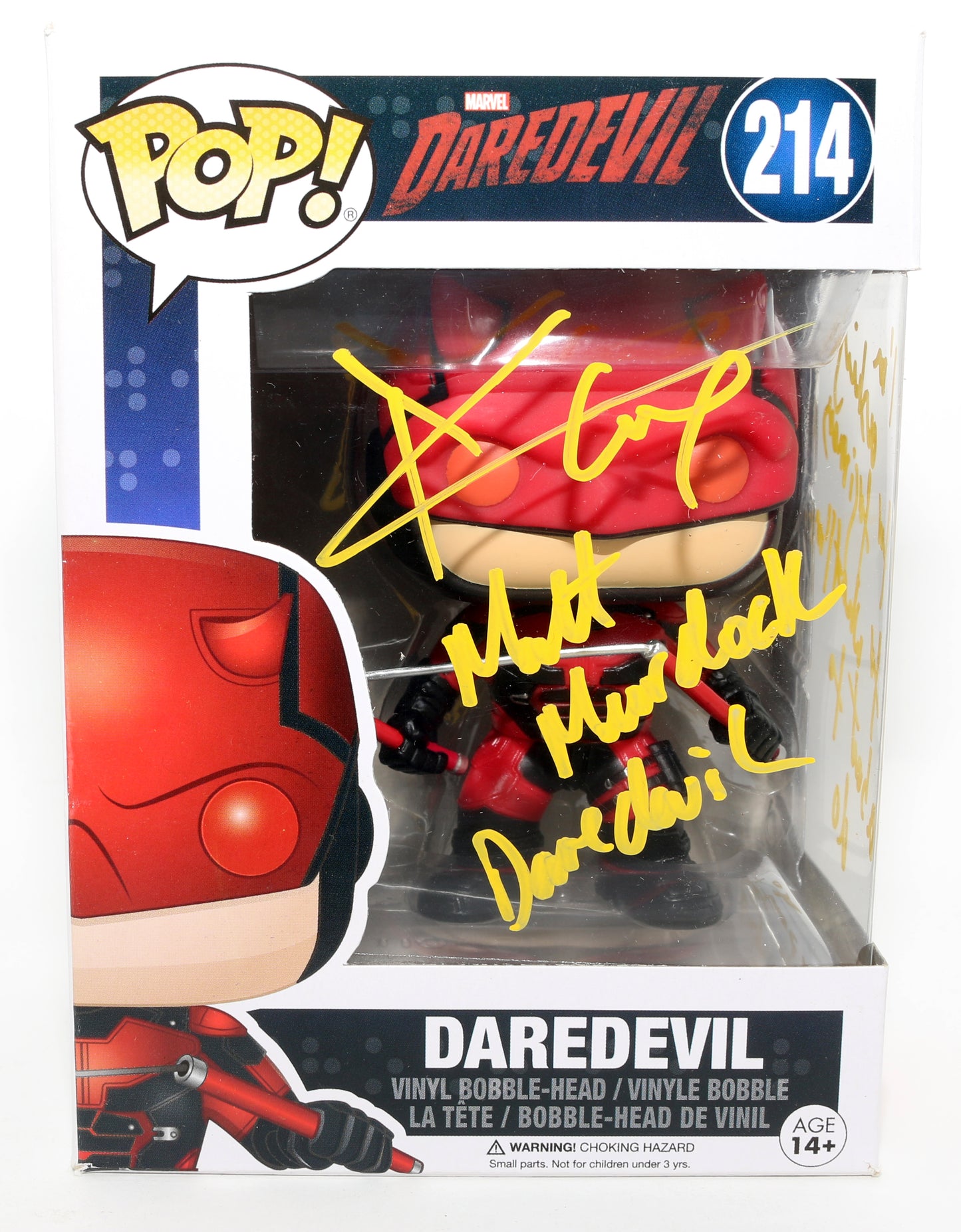 
                  
                    Charlie Cox as Daredevil in Daredevil Signed Funko POP! #214 with Character Name & Quote
                  
                