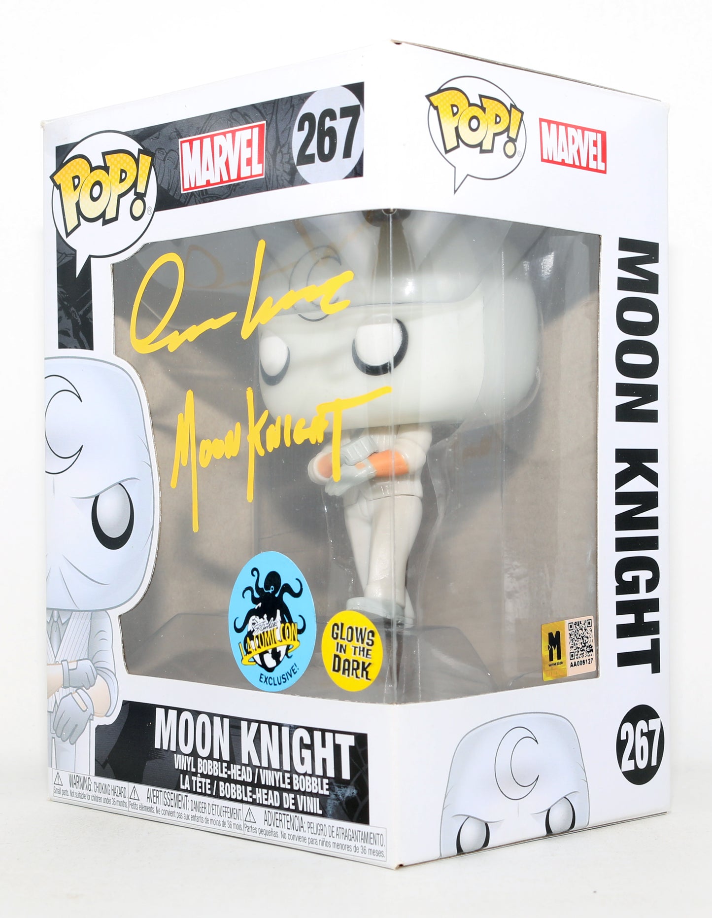
                  
                    Oscar Isaac as Mr. Knight in Moon Knight GITD L.A. Comic Con Exclusive Signed Funko POP! #267 with Character Name
                  
                