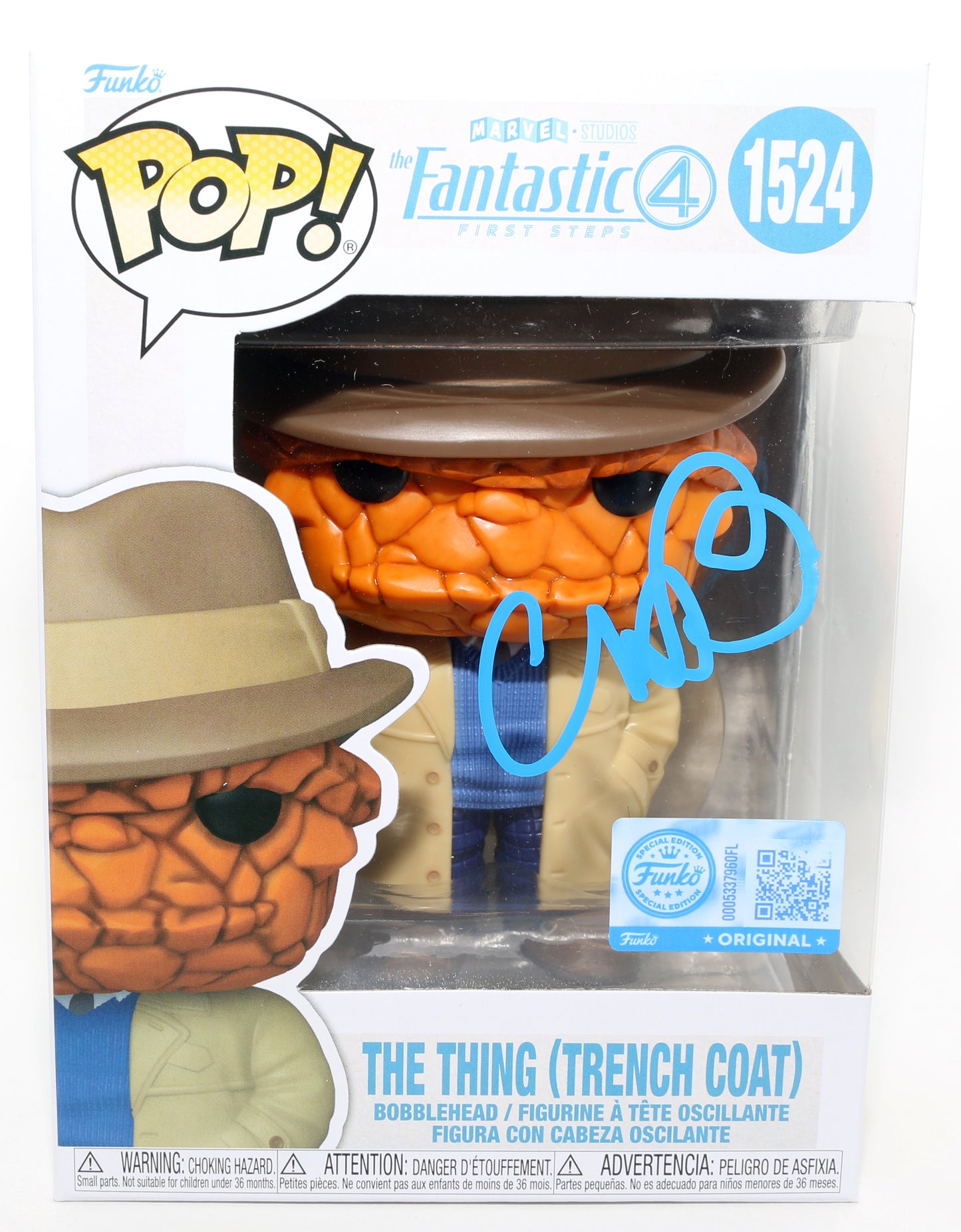 
                  
                    Ebon Moss-Bachrach as Ben Grimm / The Thing [Trench Coat] in The Fantastic Four: First Steps Special Edition Signed Funko POP! #1524
                  
                