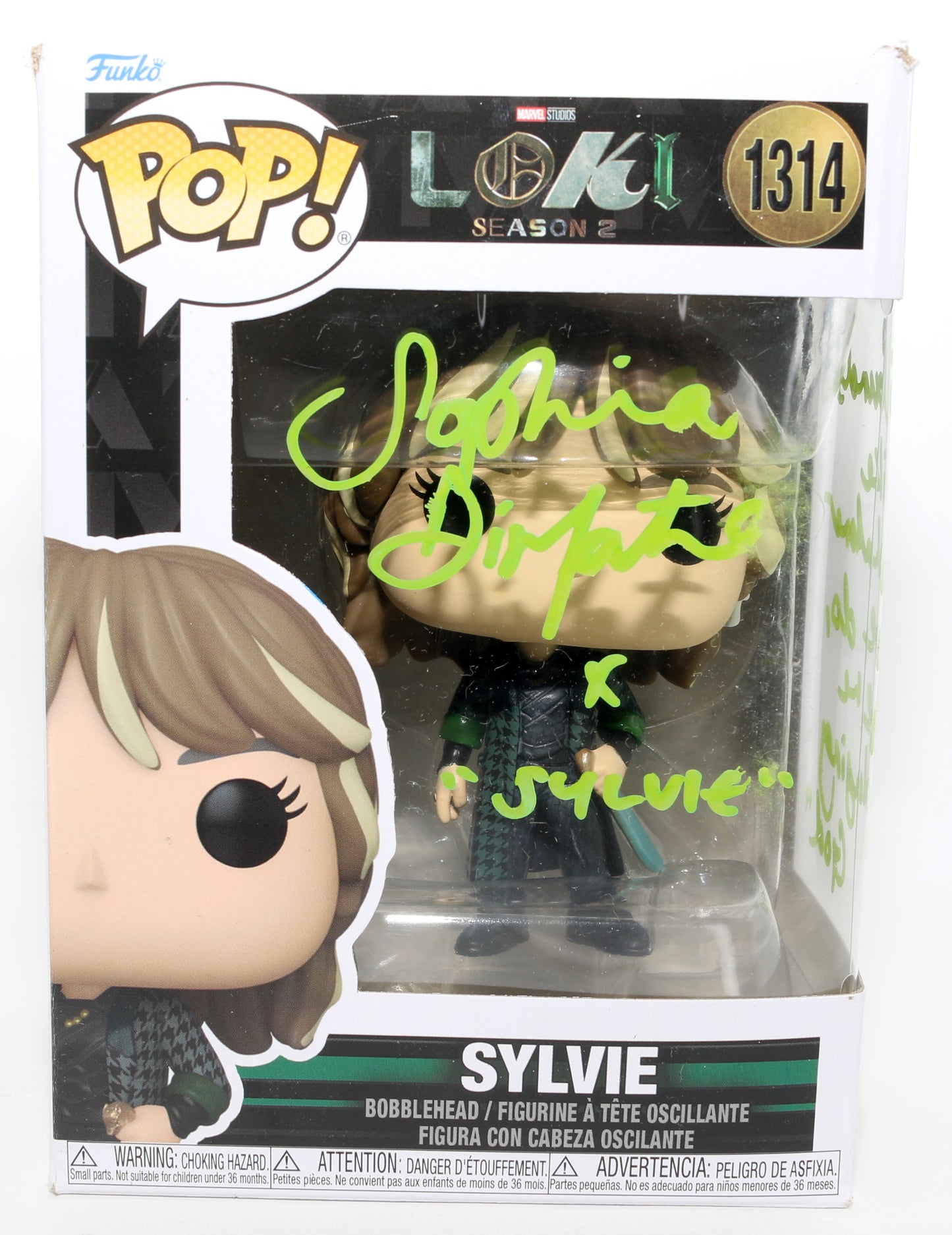 
                  
                    Sophia Di Martino as Sylvie in Loki Signed Funko POP! #1314 with Character Name & Quote
                  
                