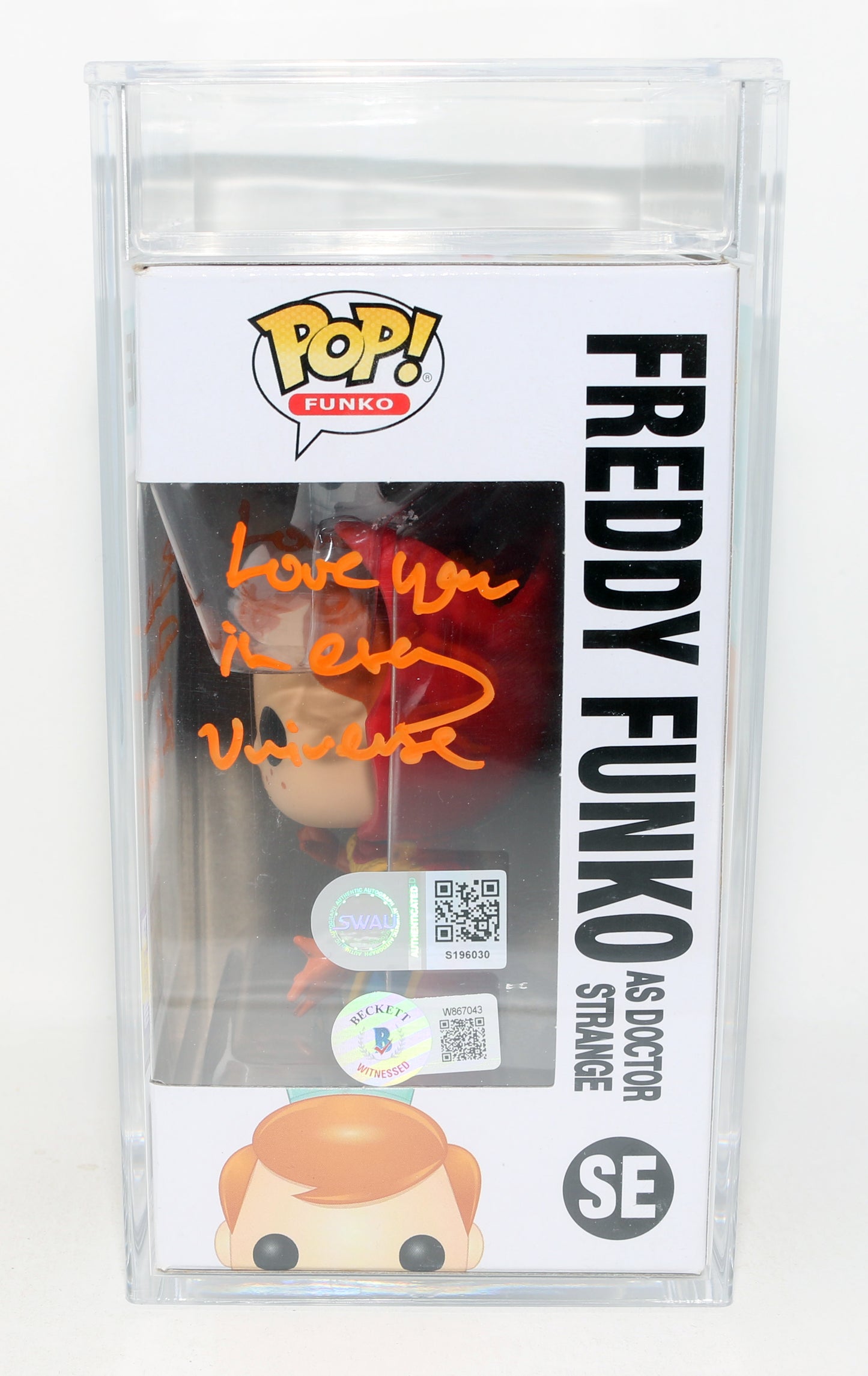 
                  
                    Benedict Cumberbatch as Doctor Strange in Doctor Strange SDCC 2017 Exclusive Limited to 400 Pieces (SWAU Encapsulated Grade 7 / Auto 10) Signed Funko POP! #SE with Character Name & Quote
                  
                