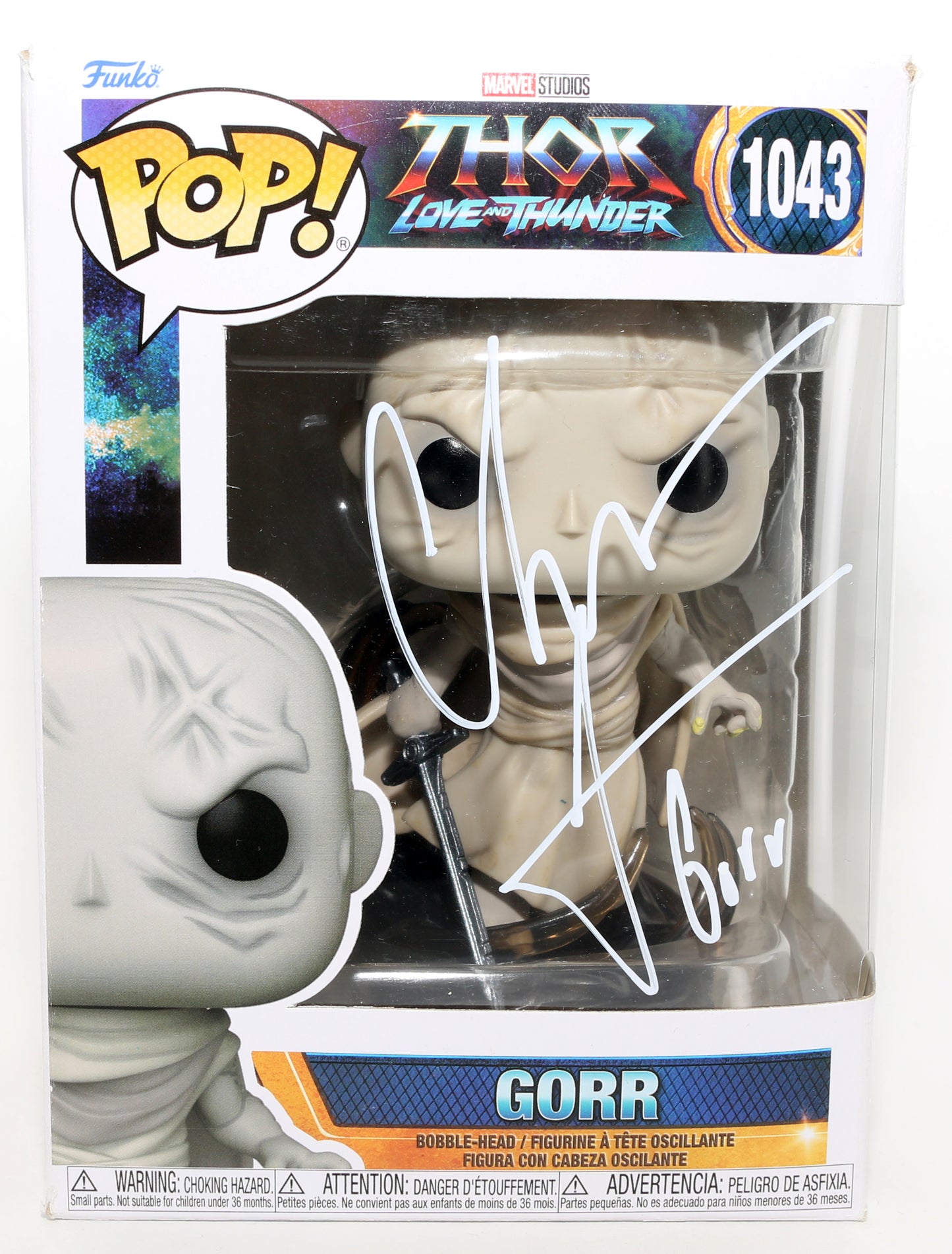 
                  
                    Christian Bale as Gorr the God Butcher in Thor: Love & Thunder Signed Funko POP! #1043 with Character Name
                  
                