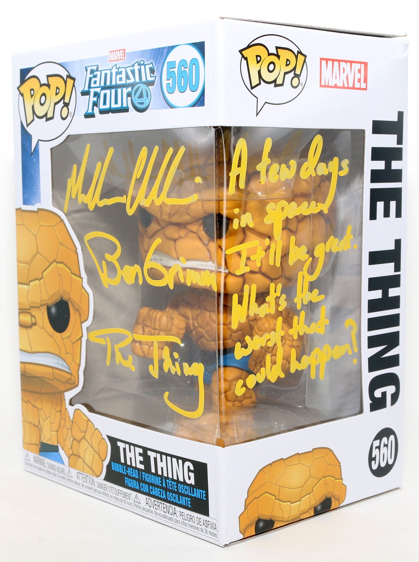 
                  
                    Michael Chiklis as Ben Grimm / The Thing in Fantastic Four Signed Funko POP! #560 with Character Name & Quote
                  
                