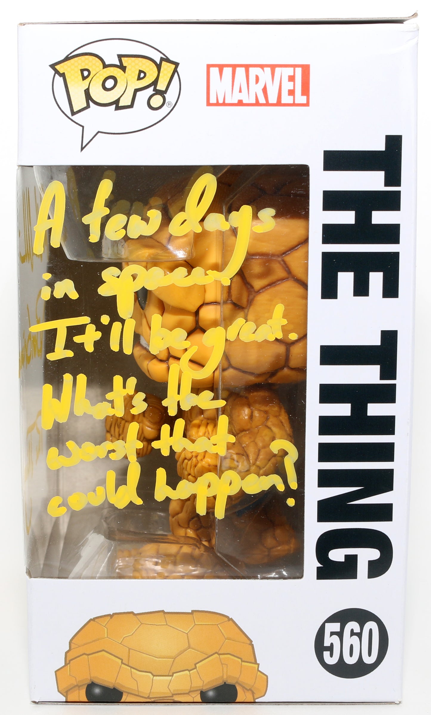 
                  
                    Michael Chiklis as Ben Grimm / The Thing in Fantastic Four Signed Funko POP! #560 with Character Name & Quote
                  
                