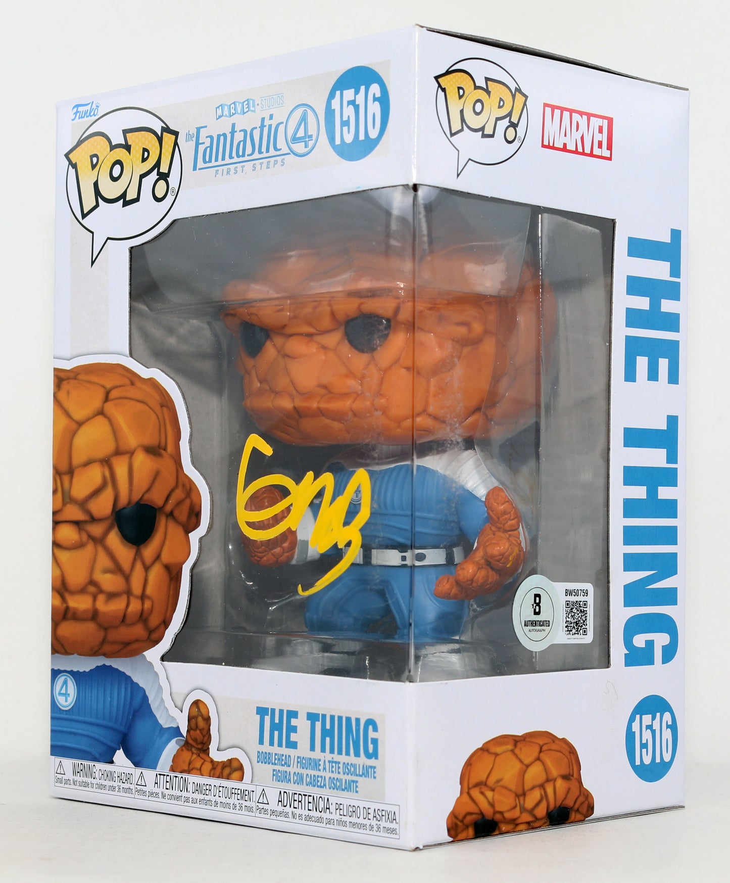 
                  
                    Ebon Moss-Bachrach as Ben Grimm / The Thing in Fantastic Four: First Steps (Beckett) Signed Funko POP! #1516
                  
                