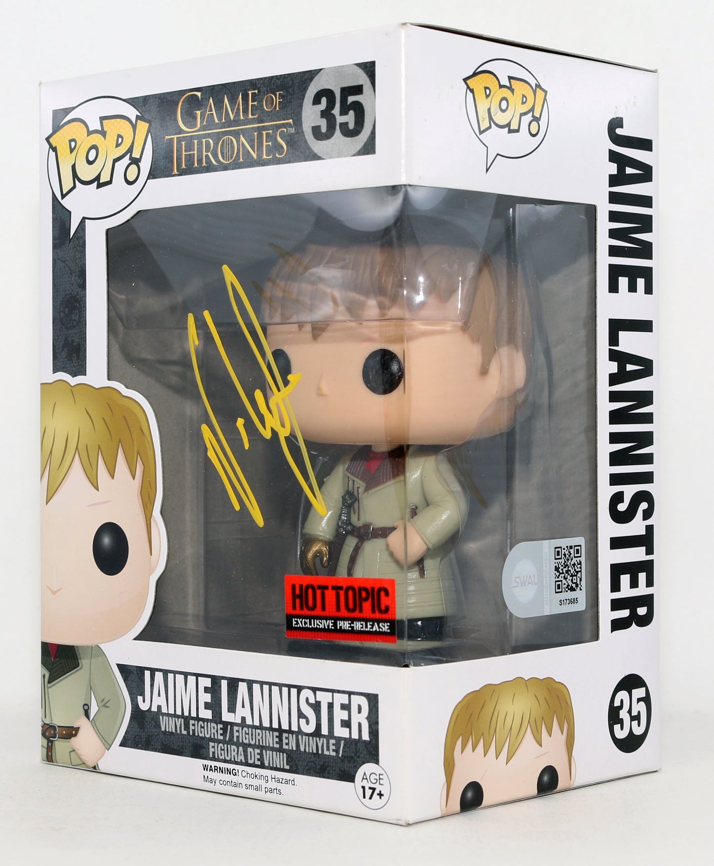 
                  
                    Nikolaj Coster-Waldau as Jaime Lannister in HBO's Game of Thrones Hot Topic Exclusive (SWAU) Signed Funko POP! #35
                  
                