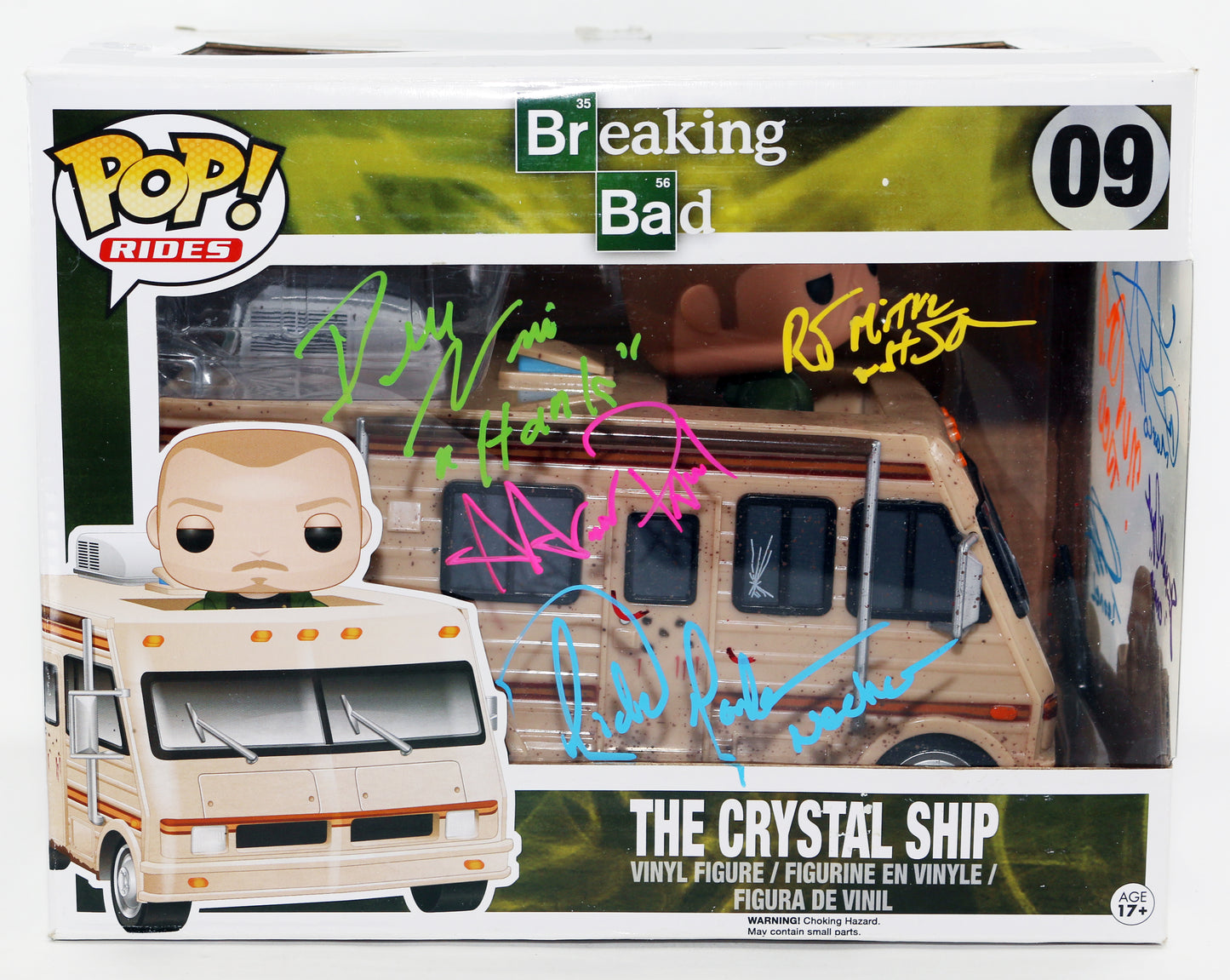 
                  
                    Breaking Bad Crystal Ship Oversized Funko POP! #09 (JSA) Cast Signed by Aaron Paul, Bob Odinkirk, Dean Norris, Jonathan Banks, Giancarlo Esposito, Michael Mando, Krysten Ritter, Raymond Cruz, Daniel Moncada, Luis Moncada, & Others with Character Names
                  
                