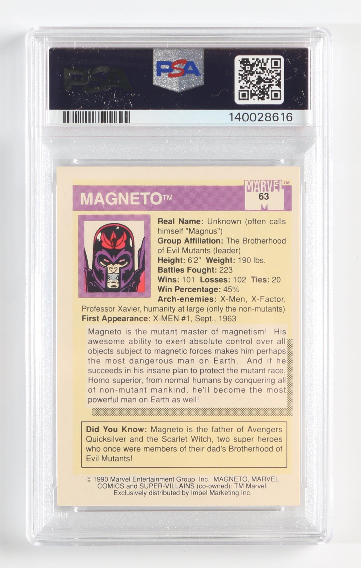 
                  
                    Ian McKellen as Magneto in X-Men (PSA Encapsulated Auto 10) Signed Marvel Universe Trading Card #63
                  
                