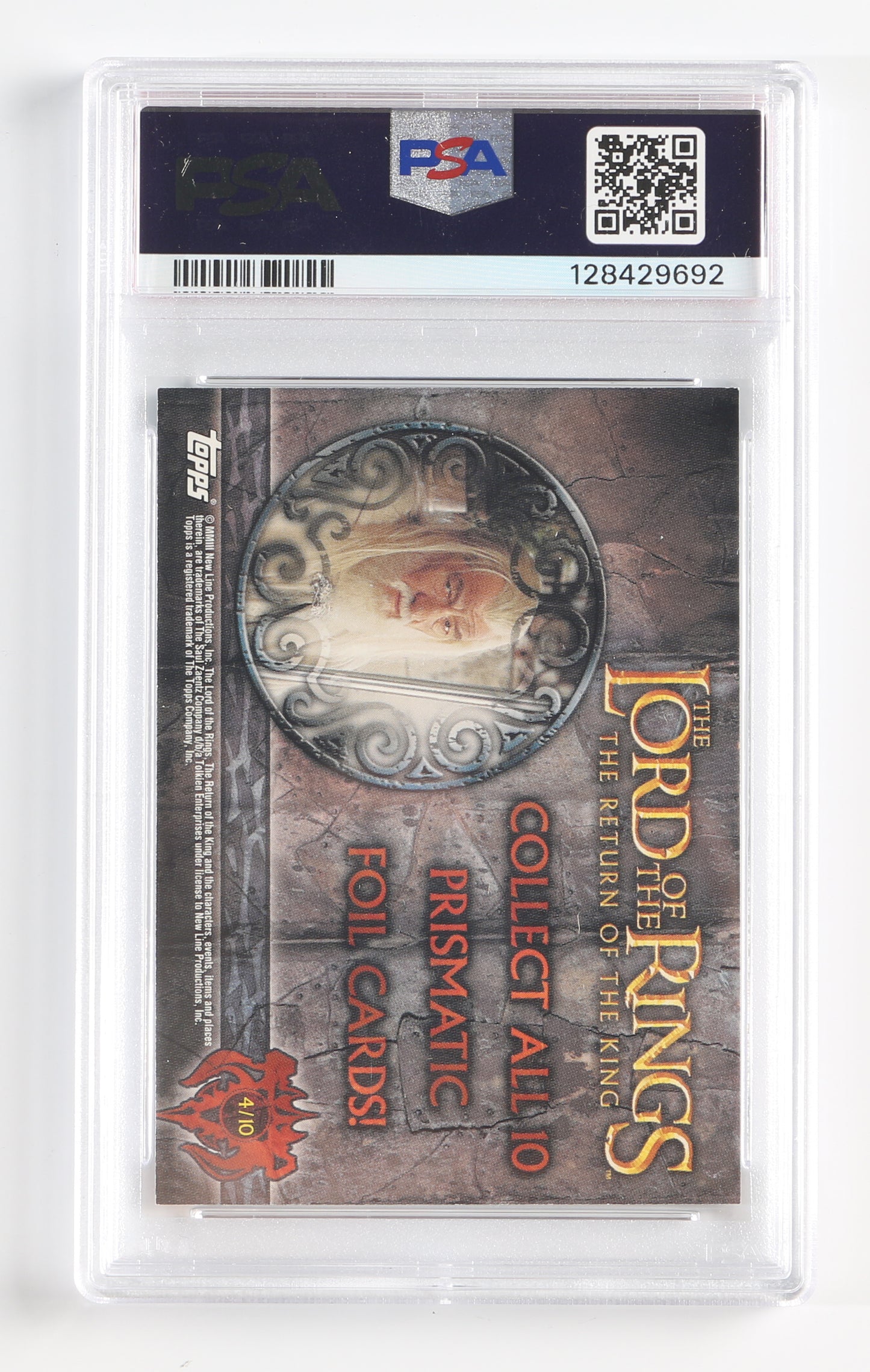 
                  
                    Ian McKellen as Gandalf the White in The Lord of the Rings: The Return of the King (PSA Encapsulated Grade NM-MT 8 / Auto 10) Signed Topps Prismatic Trading Card 4/10
                  
                