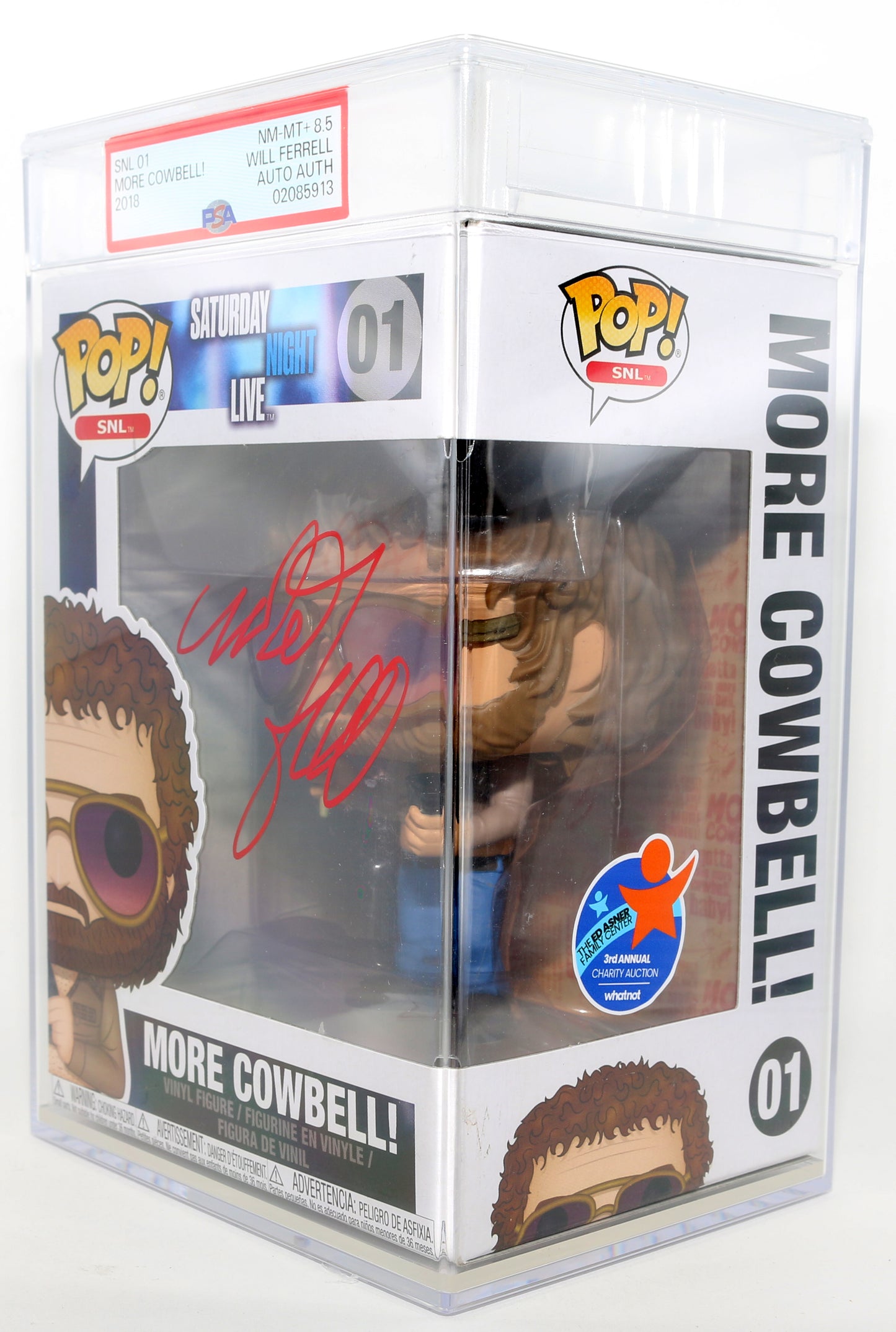 
                  
                    Will Ferrell as Gene Frenkle in the Saturday Night Live Sketch More Cowbell! (PSA Encapsulated Grade NM-MT+ 8.5 / Ed Asner Whatnot Charity Auction) Signed Funko POP! #01
                  
                