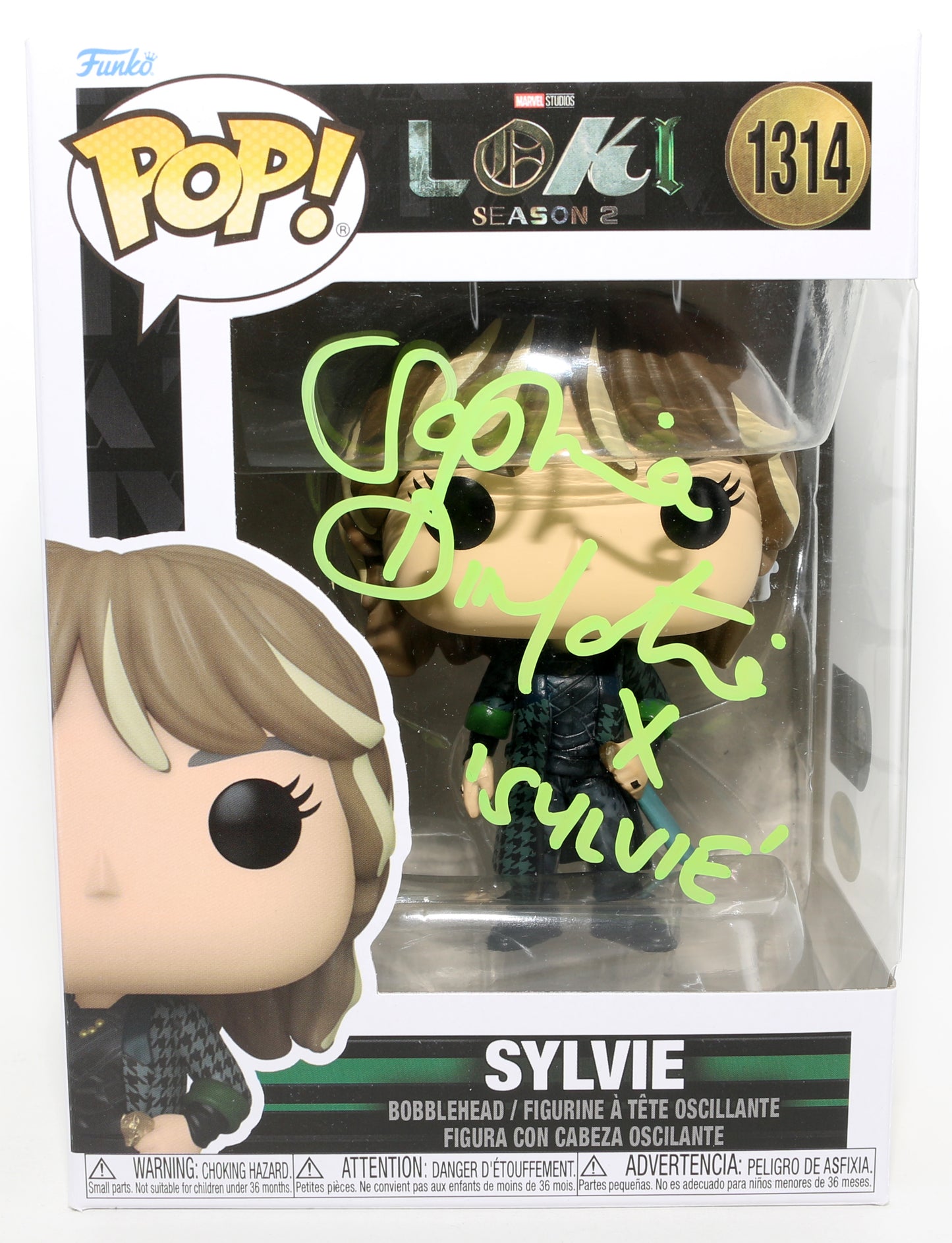 
                  
                    Sophia Di Martino as Sylvie in Loki (SWAU) Signed Funko POP! #1314 with Character Name
                  
                
