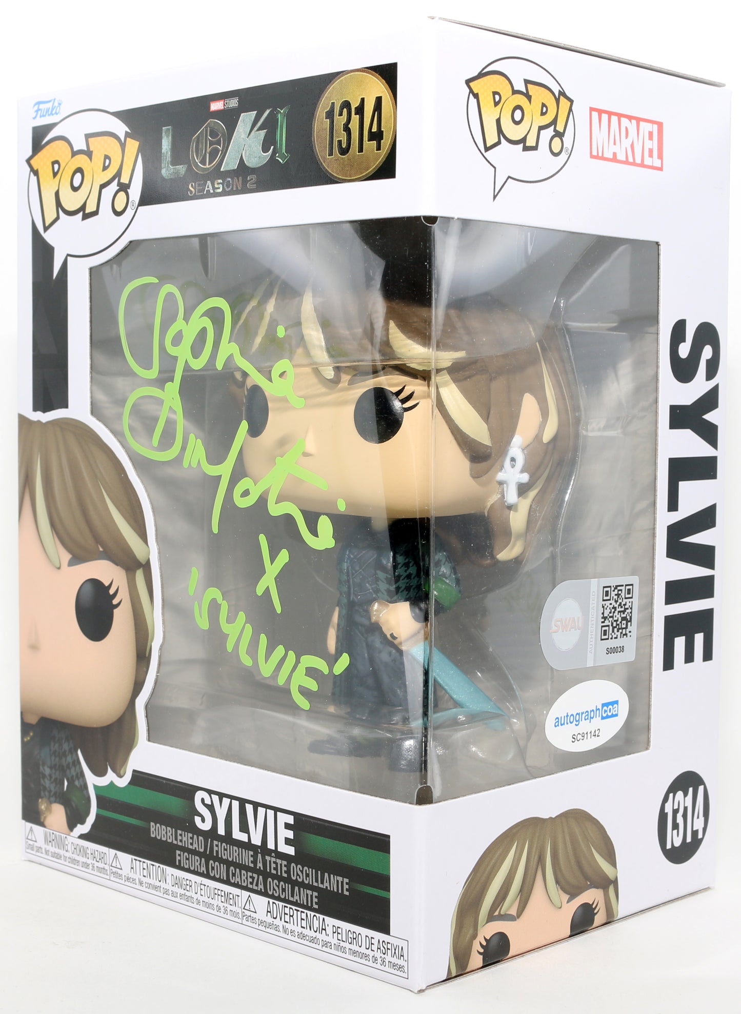 
                  
                    Sophia Di Martino as Sylvie in Loki (SWAU) Signed Funko POP! #1314 with Character Name
                  
                