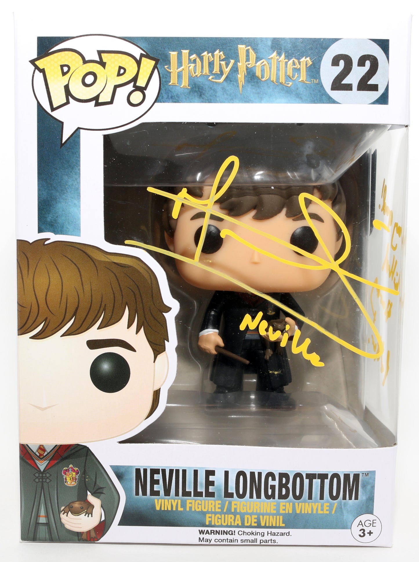 
                  
                    Matthew Lewis as Neville Longbottom in Harry Potter & the Sorcerer's Stone (SWAU) Signed Funko POP! #22 with Character Name & Quote
                  
                