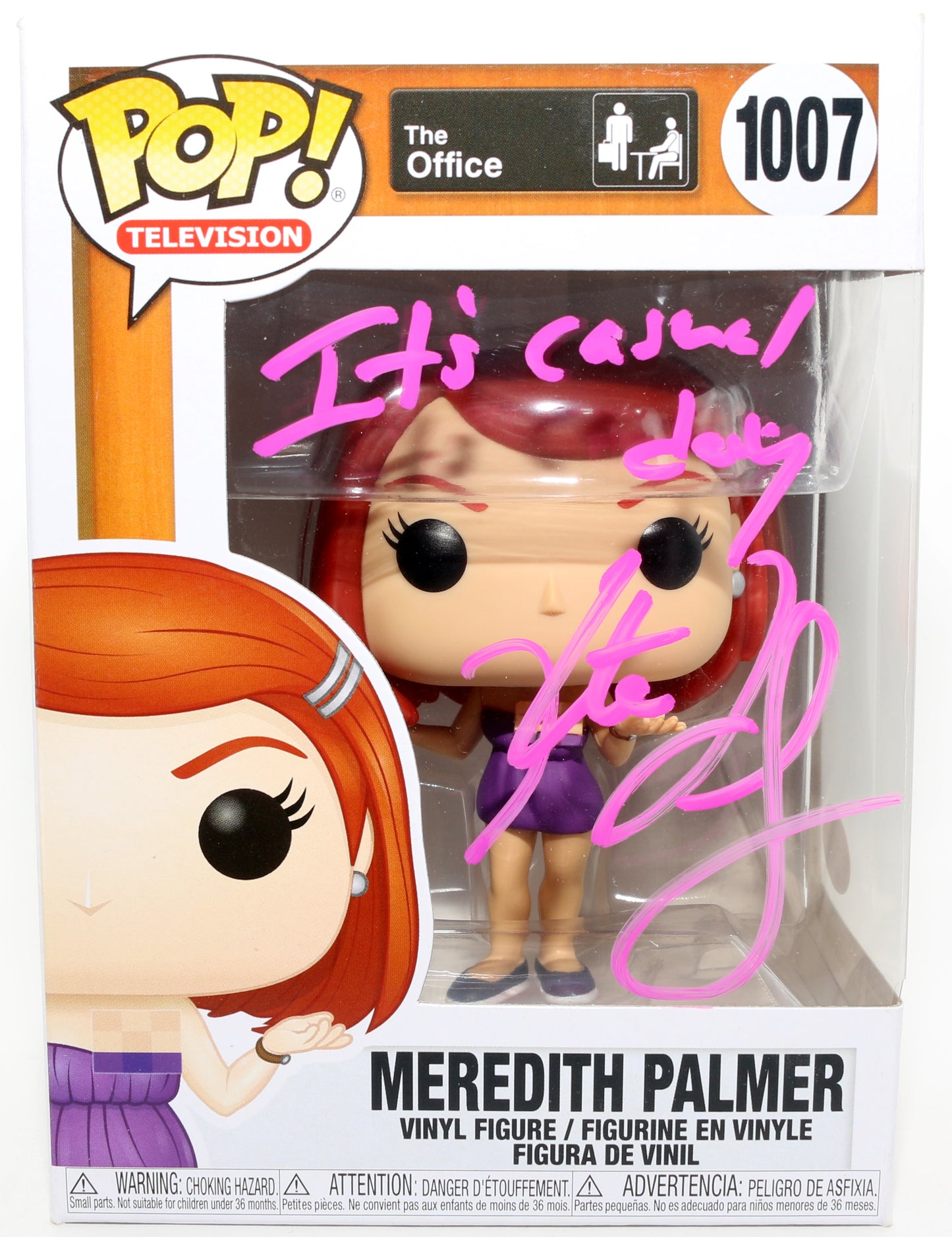 
                  
                    Kate Flannery as Meredith Palmer in The Office (JSA) Signed Funko POP! #1007 with Quote
                  
                