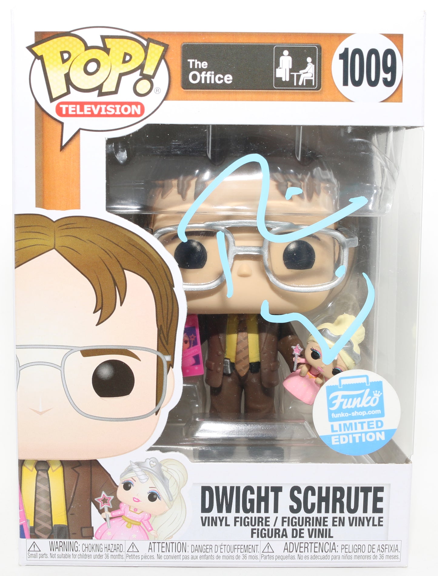 
                  
                    Rainn Wilson as Dwight Schrute in The Office Funko Store Exclusive (JSA) Signed Funko POP! #1009
                  
                