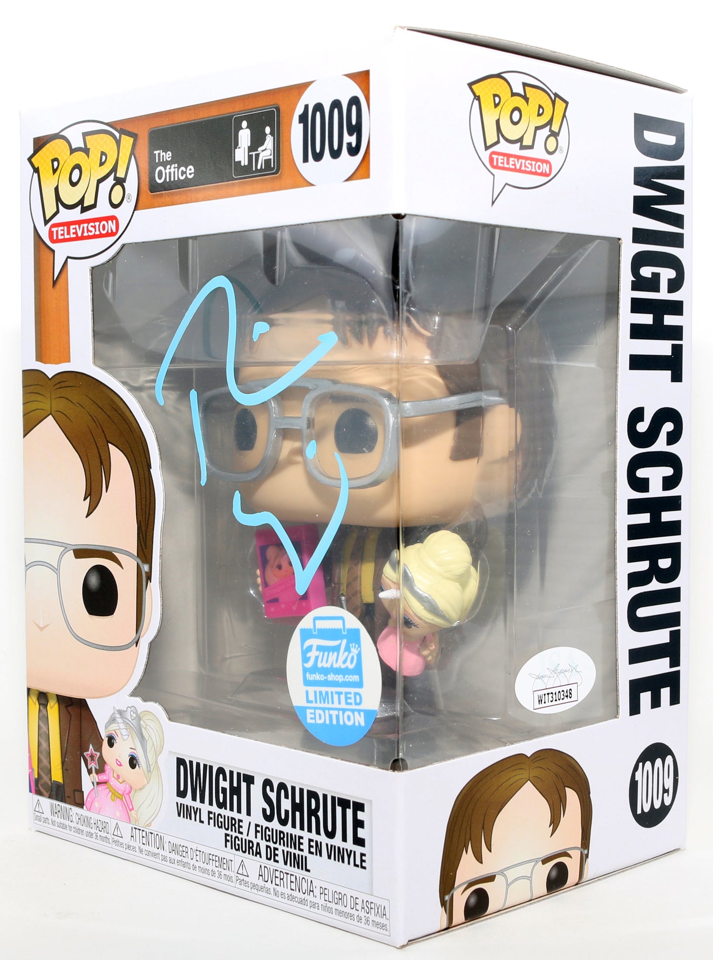 
                  
                    Rainn Wilson as Dwight Schrute in The Office Funko Store Exclusive (JSA) Signed Funko POP! #1009
                  
                