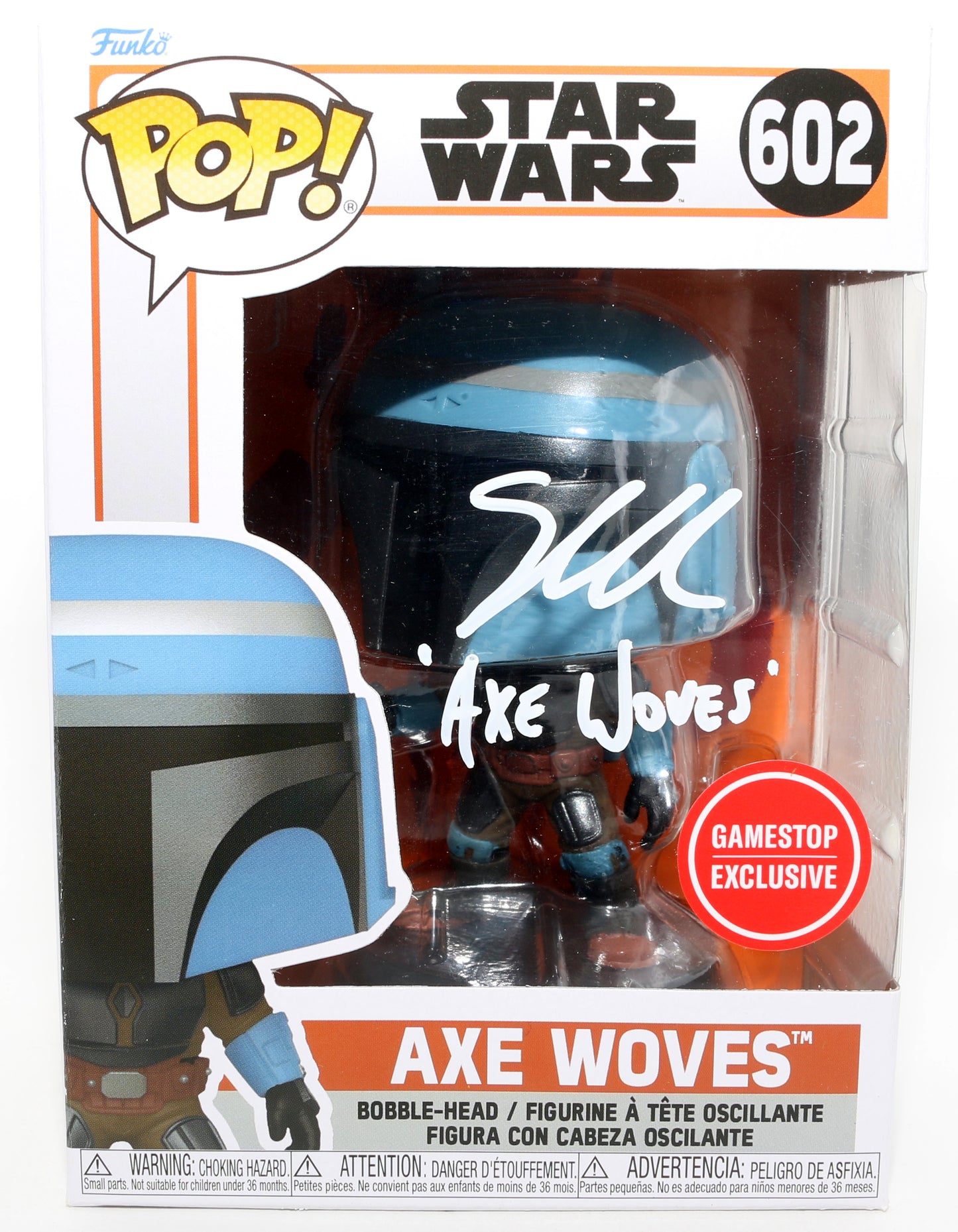 
                  
                    Simon Kassianides as Axe Woves in Star Wars: The Mandalorian GameStop Exclusive (JSA) Signed Funko POP! #602 with Character Name
                  
                