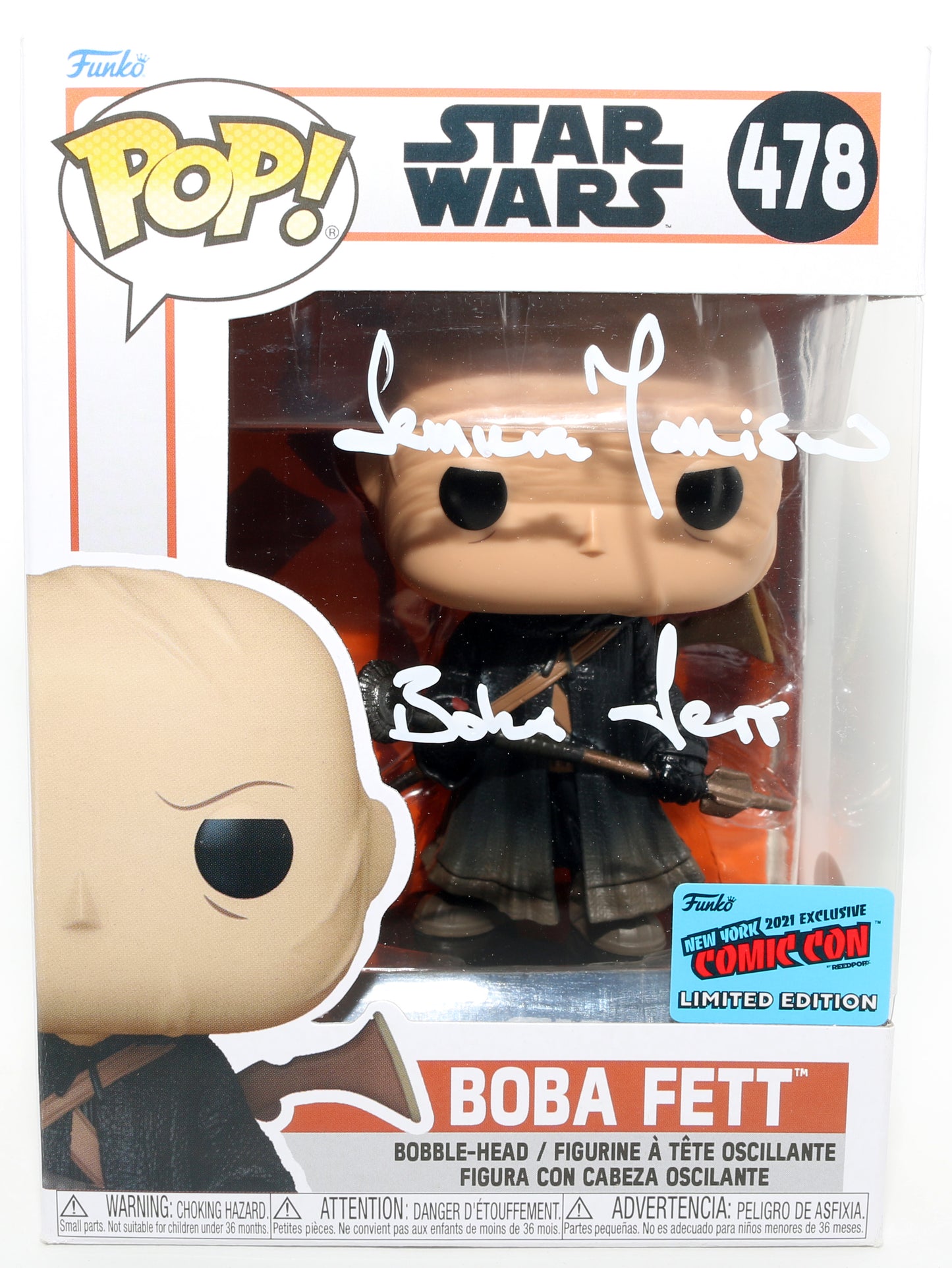 
                  
                    Temuera Morrison as Boba Fett in Star Wars: The Book of Boba Fett 2021 New York Comic Con Exclusive (JSA) Signed Funko POP! #478 with Character Name
                  
                