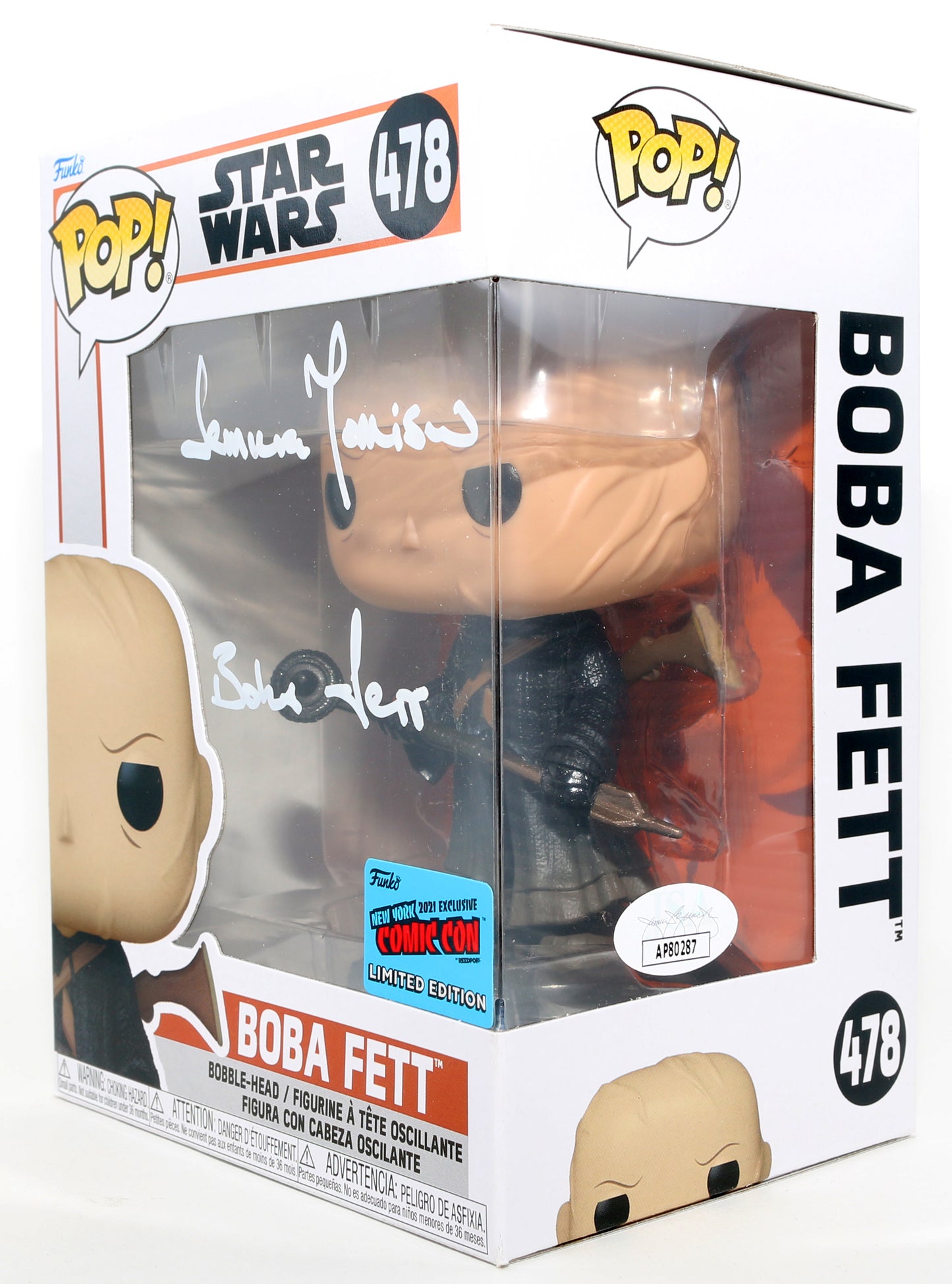 
                  
                    Temuera Morrison as Boba Fett in Star Wars: The Book of Boba Fett 2021 New York Comic Con Exclusive (JSA) Signed Funko POP! #478 with Character Name
                  
                