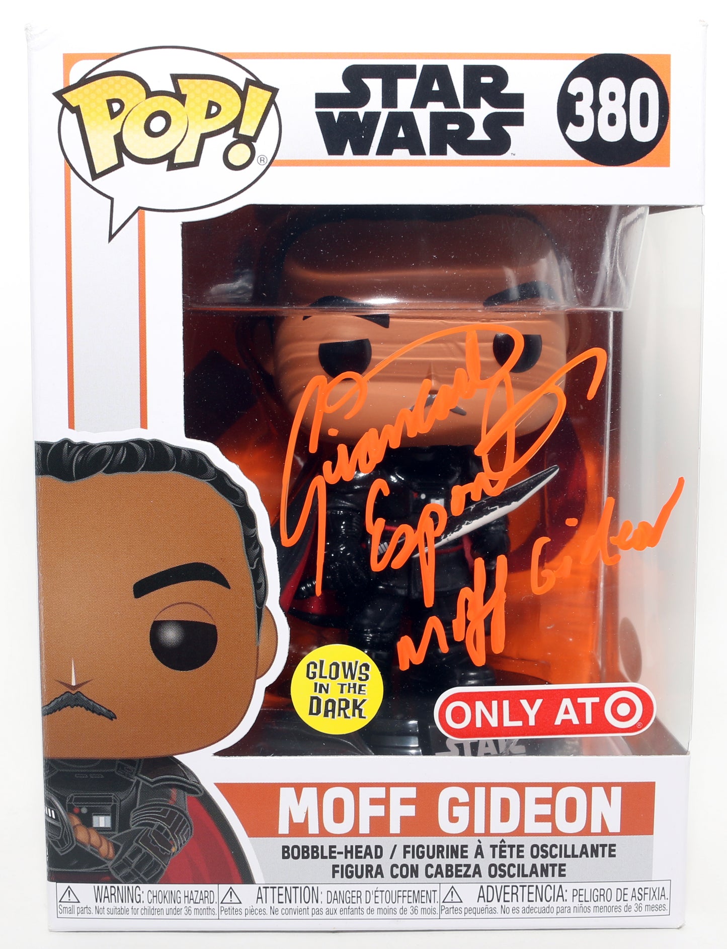 
                  
                    Giancarlo Esposito as Moff Gideon in Star Wars: The Mandalorian GITD Target Exclusive (JSA) Signed Funko POP! #380 with Character Name
                  
                