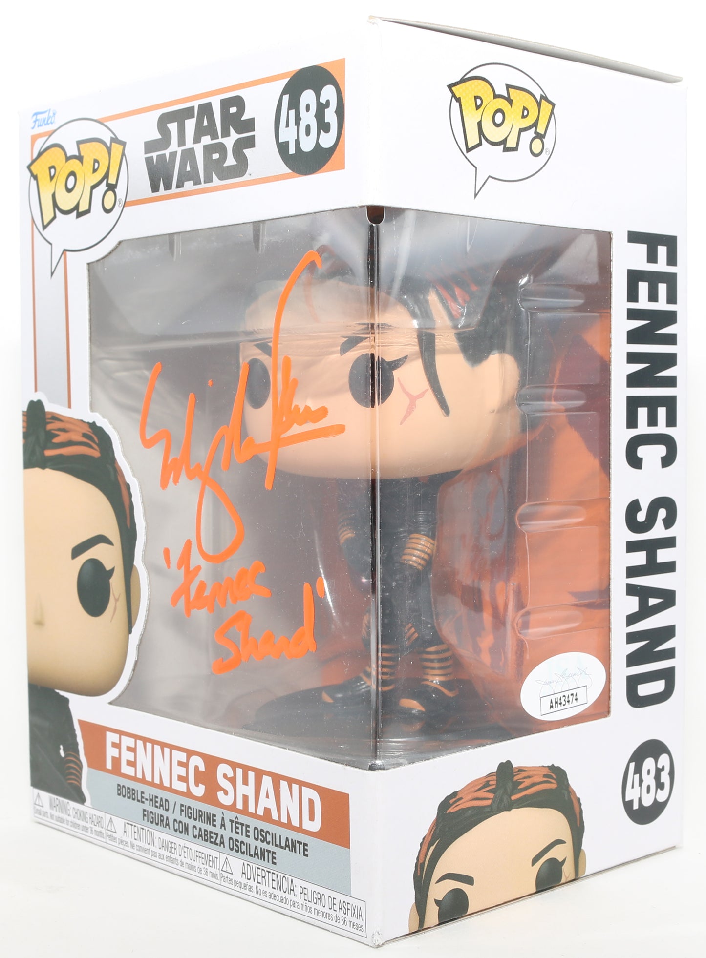 
                  
                    Ming-Na Wen as Fennec Shand in Star Wars: The Mandalorian (JSA) Signed Funko POP! #483 with Character Name
                  
                