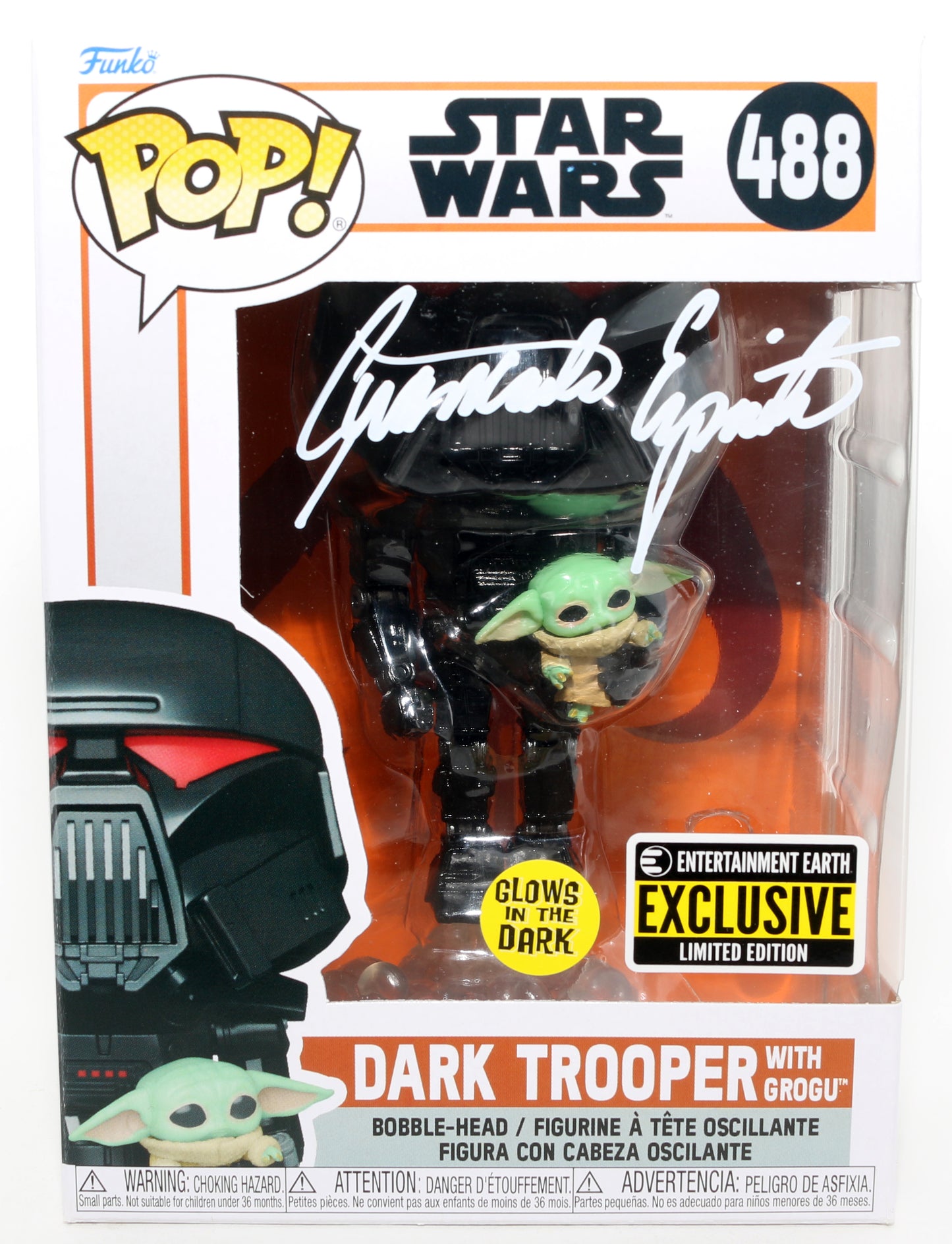 
                  
                    Giancarlo Esposito as Dark Trooper Moff Gideon in Star Wars: The Mandalorian (JSA) Signed Funko POP! #488
                  
                