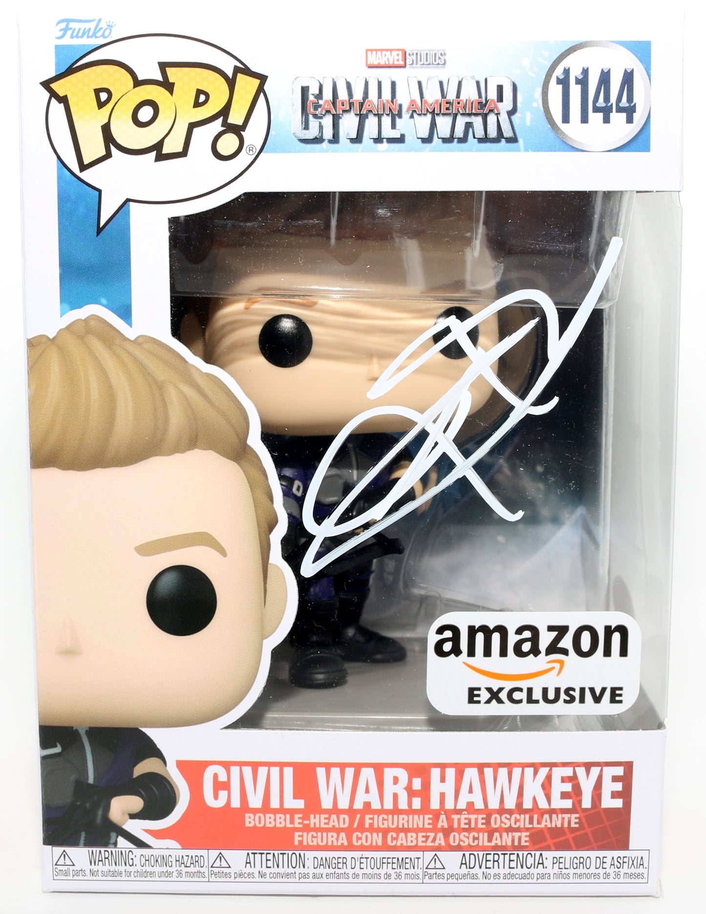 
                  
                    Jeremy Renner as Hawkeye in Captain America: Civil War Amazon Exclusive (JSA) Signed Funko POP! #1144
                  
                