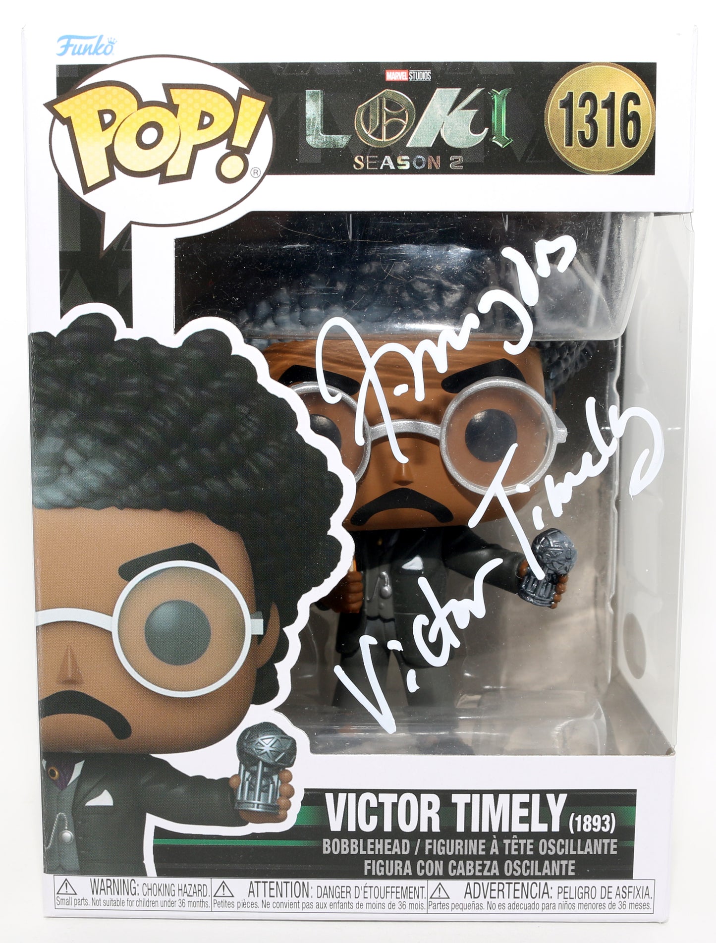 
                  
                    Jonathan Majors as Victor Timely in Loki (JSA) Signed Funko POP! #1316 with Character Name
                  
                