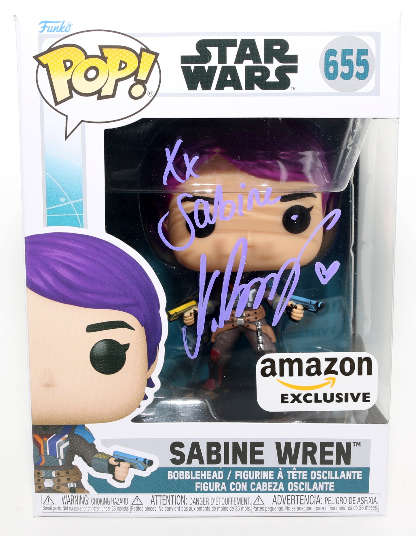 
                  
                    Natasha Liu Bordizzo as Sabine Wren in Star Wars: Ahsoka Amazon Exclusive (JSA) Signed Funko POP! #655 with Character Name
                  
                