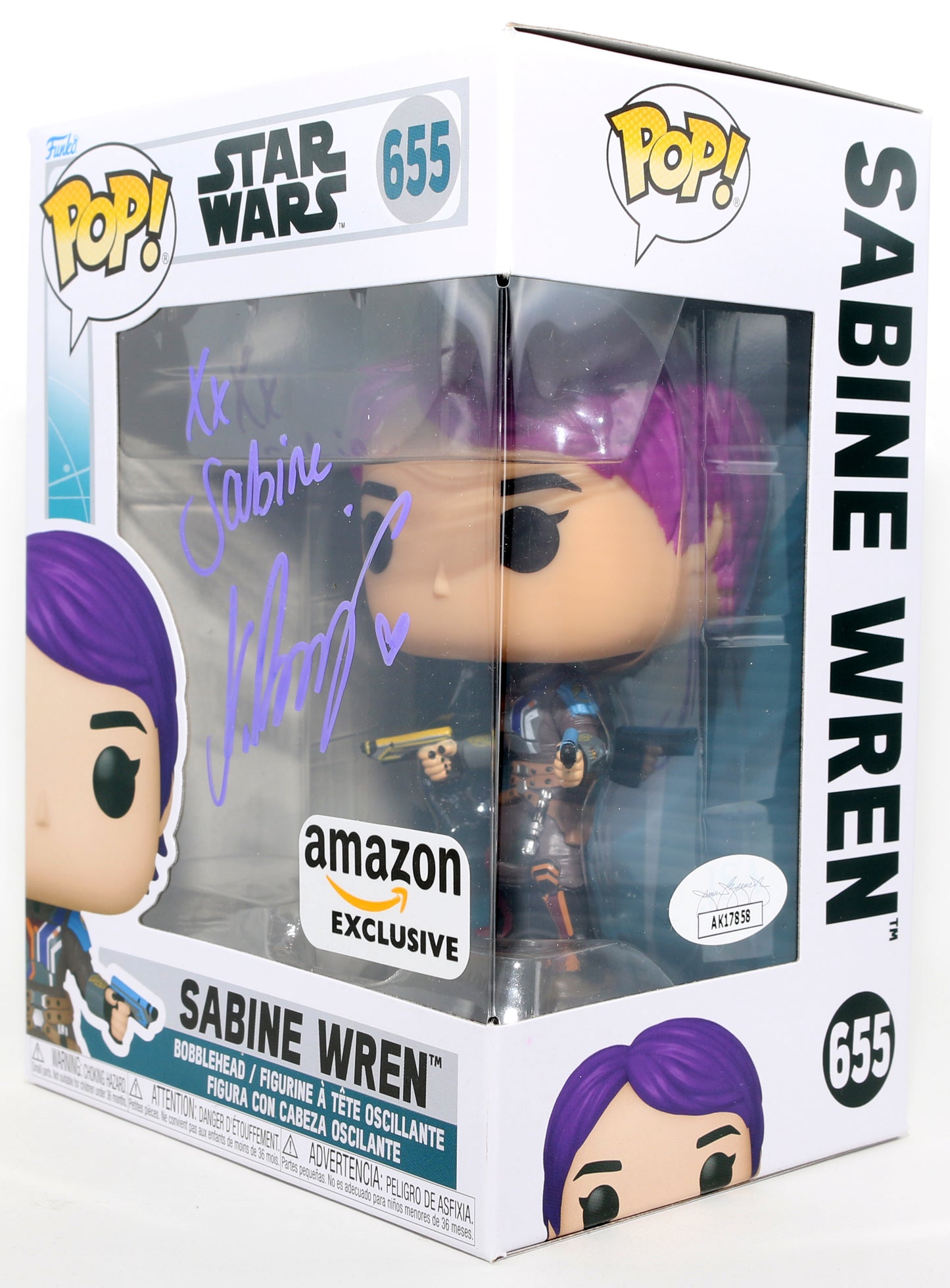 
                  
                    Natasha Liu Bordizzo as Sabine Wren in Star Wars: Ahsoka Amazon Exclusive (JSA) Signed Funko POP! #655 with Character Name
                  
                