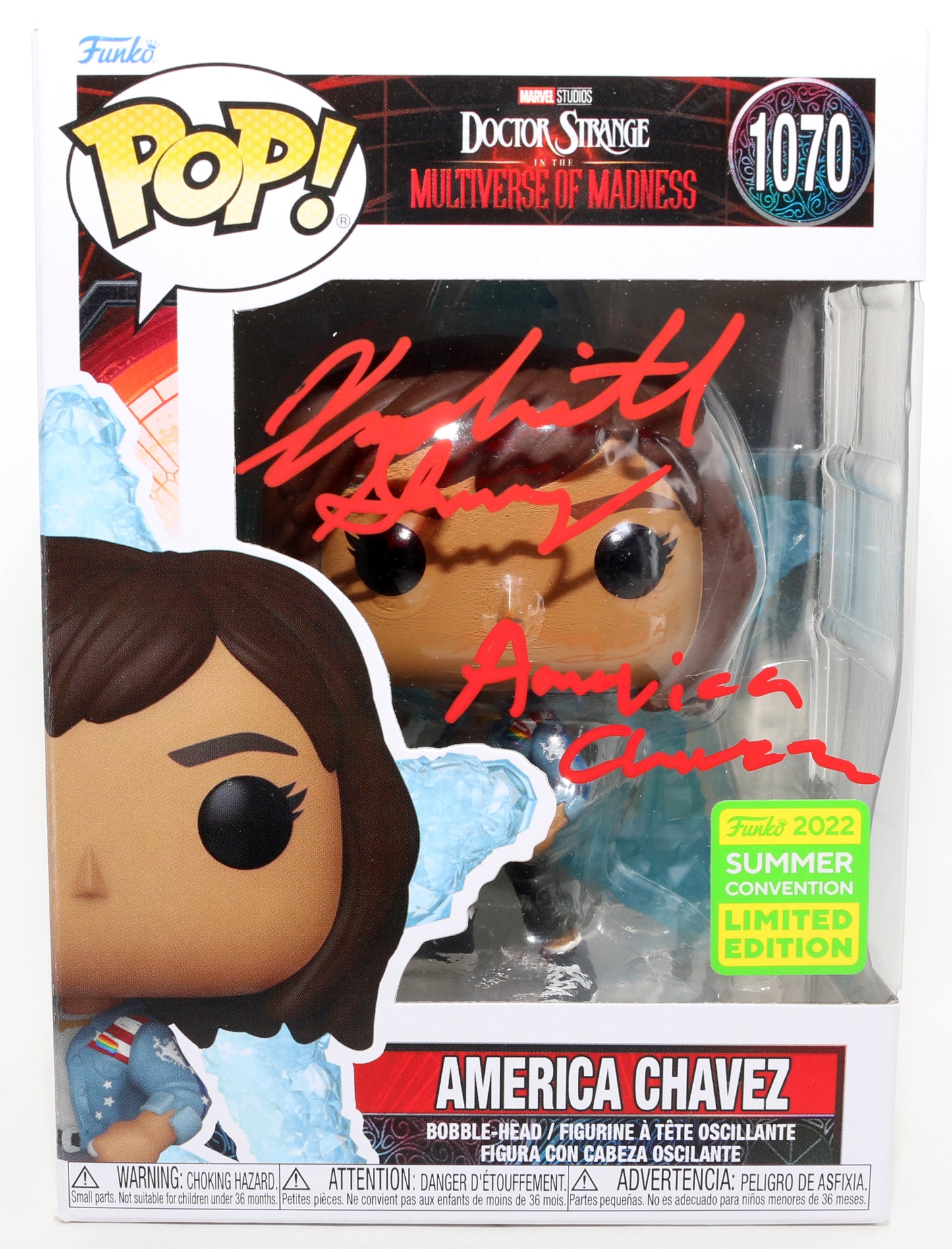 
                  
                    Xochitl Gomez as America Chavez in Doctor Strange in the Multiverse of Madness 2022 Summer Con Exclusive (Beckett) Signed Funko POP! #1070 with Character Name
                  
                