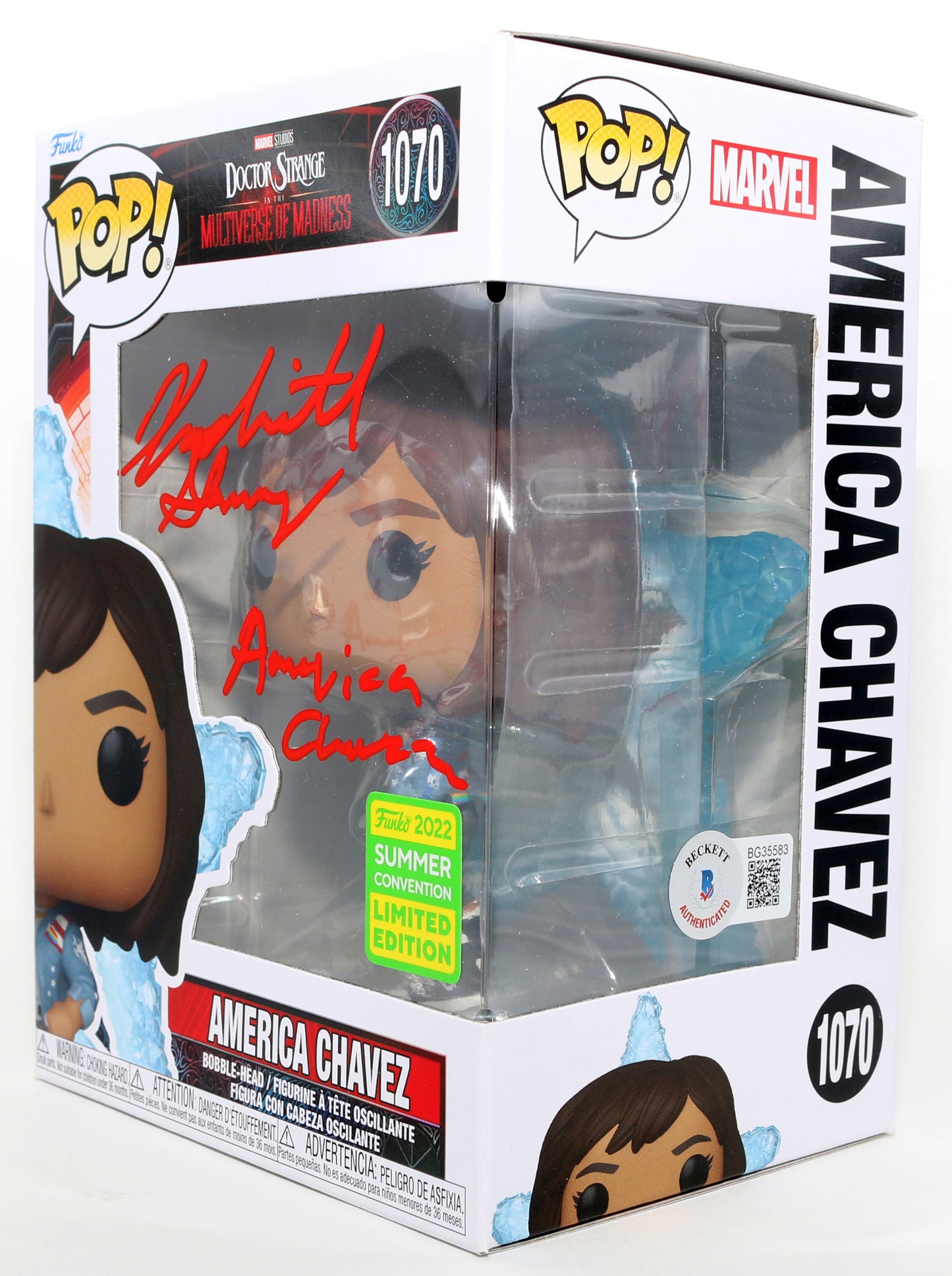 
                  
                    Xochitl Gomez as America Chavez in Doctor Strange in the Multiverse of Madness 2022 Summer Con Exclusive (Beckett) Signed Funko POP! #1070 with Character Name
                  
                