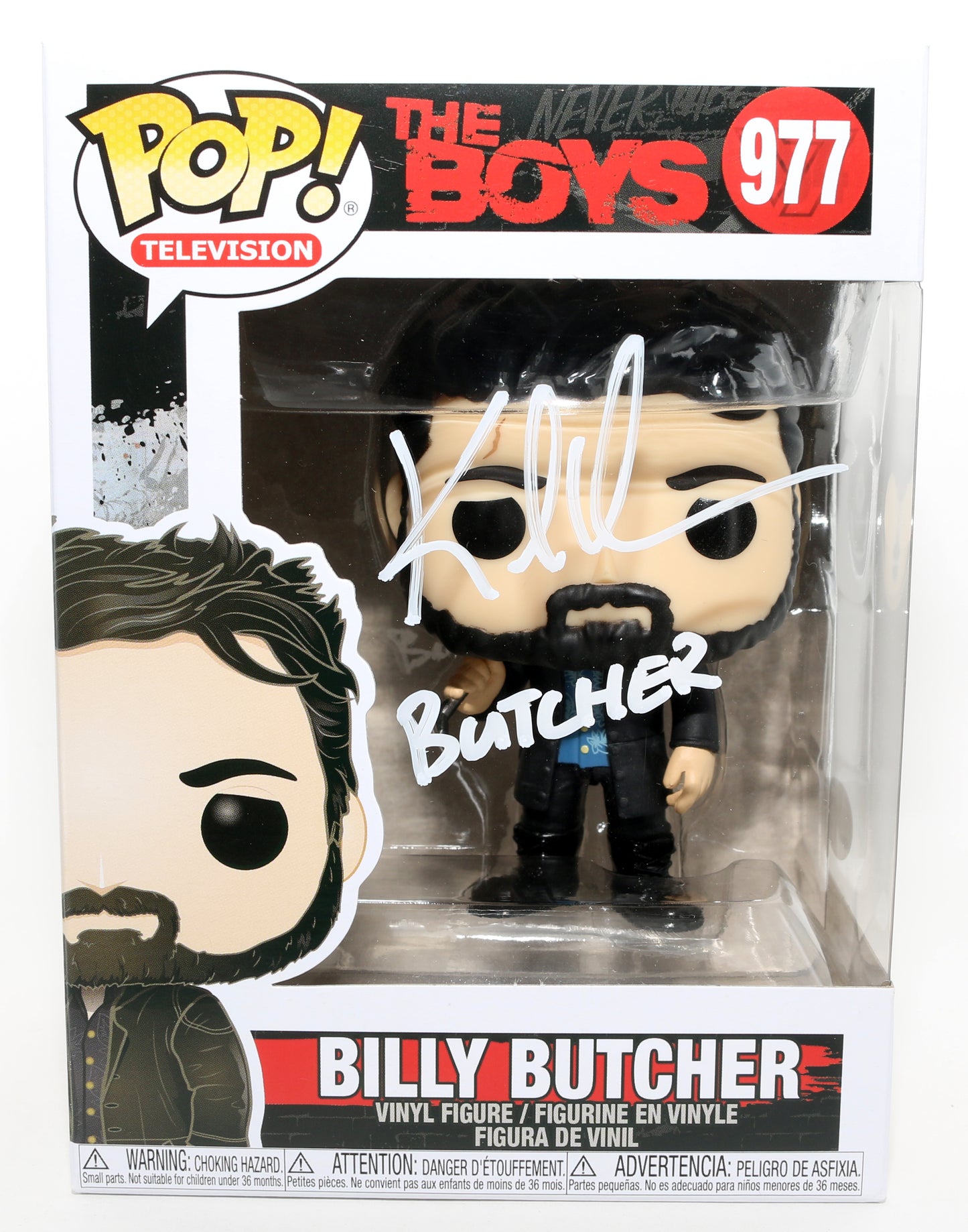 
                  
                    Karl Urban as Billy Butcher in The Boys (JSA) Signed Funko POP! #977 with Character Name
                  
                