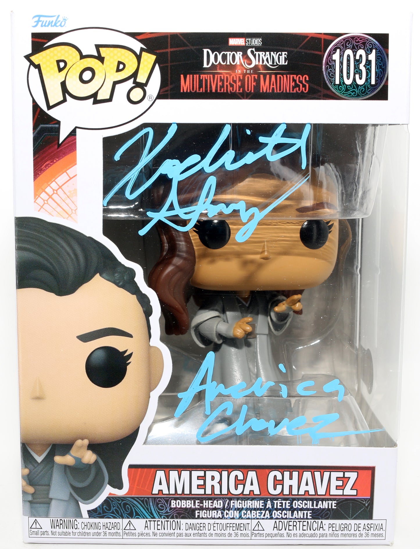 
                  
                    Xochitl Gomez as America Chavez in Doctor Strange in the Multiverse of Madness (Beckett) Signed Funko POP! #1031 with Character Name
                  
                