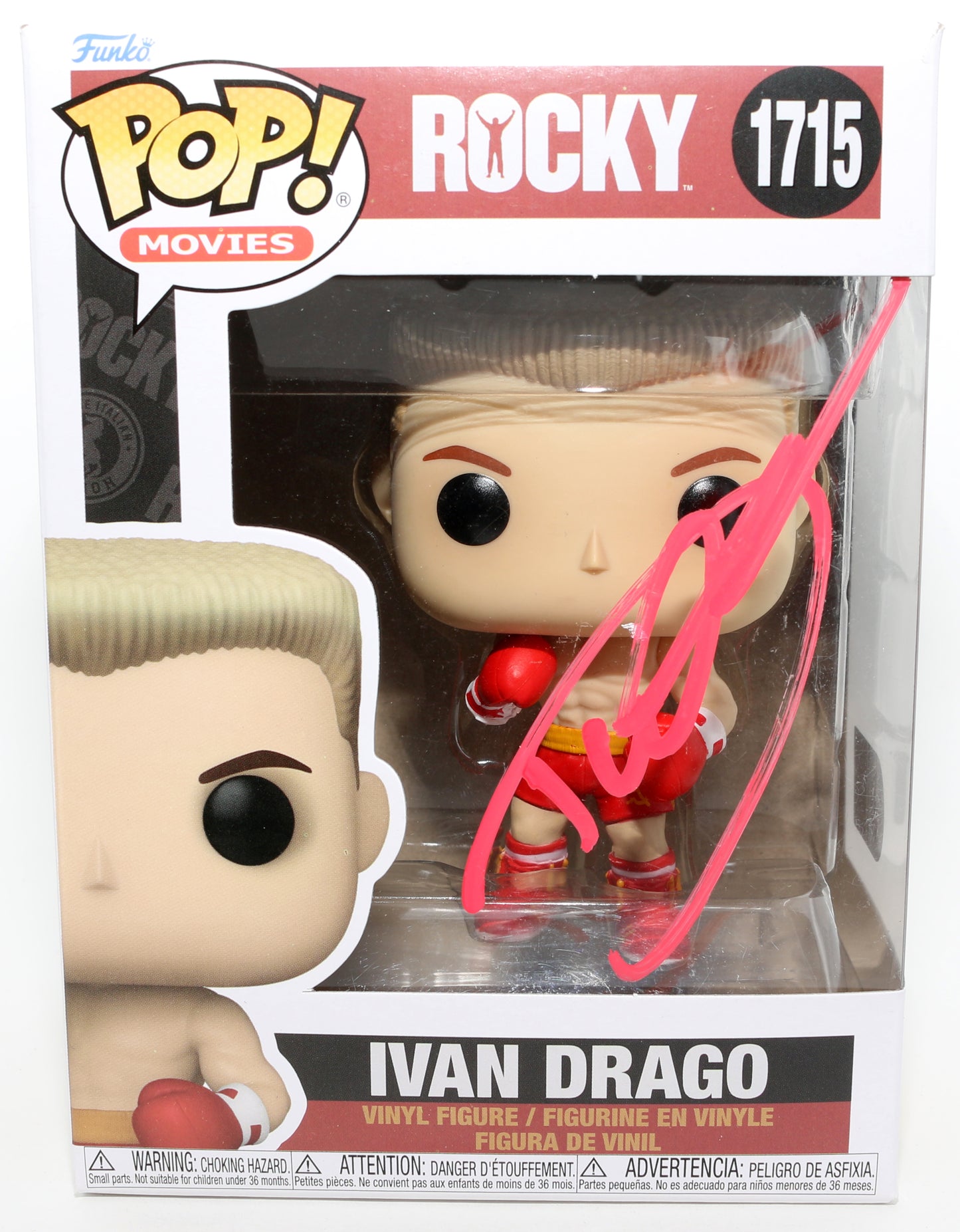 
                  
                    Dolph Lundgren as Ivan Drago in Rocky IV (SWAU) Signed Funko POP! #1715
                  
                