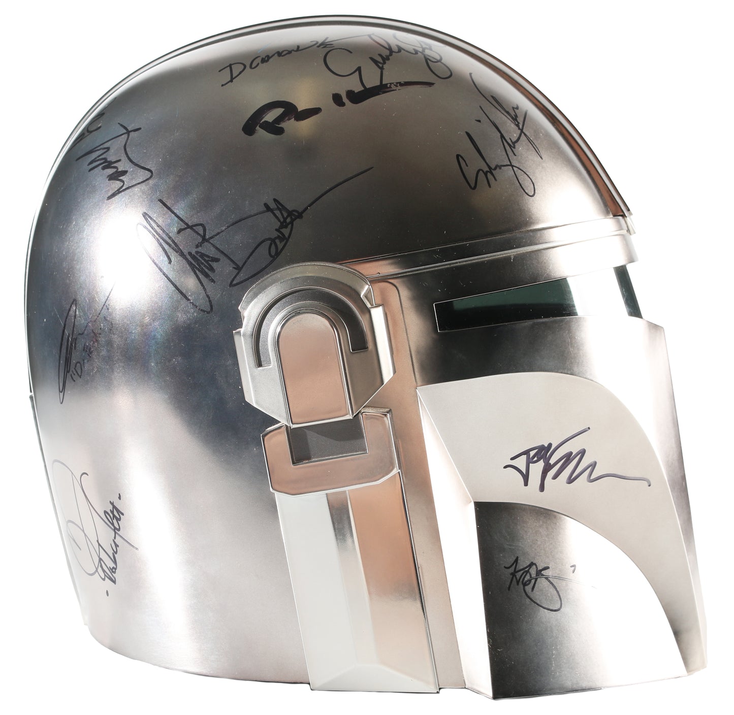 
                  
                    Star Wars: The Mandalorian Hasbro Black Series Prop Replica Helmet Cast Signed by Pedro Pascal, Dave Filoni with Grogu Original Art Sketch, Jon Favreau, Carl Weathers, Ming-Na Wen, Emily Swallow, Omid Abtahi, Katee Sackhoff, Bill Burr, Doug Chiang, & More
                  
                