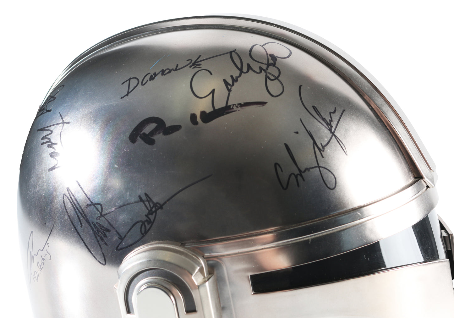
                  
                    Star Wars: The Mandalorian Hasbro Black Series Prop Replica Helmet Cast Signed by Pedro Pascal, Dave Filoni with Grogu Original Art Sketch, Jon Favreau, Carl Weathers, Ming-Na Wen, Emily Swallow, Omid Abtahi, Katee Sackhoff, Bill Burr, Doug Chiang, & More
                  
                